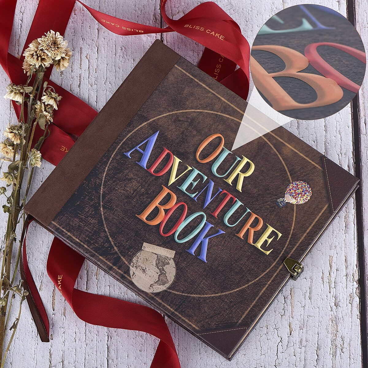 Our Adventure Book Scrapbook Photo Album Travel Journal Book, Retro Style Embossed Cover, Photo Book Kit For Couples, Memory Book For Anniversary Wedding,Valentines Day Gifts, Travel Diary