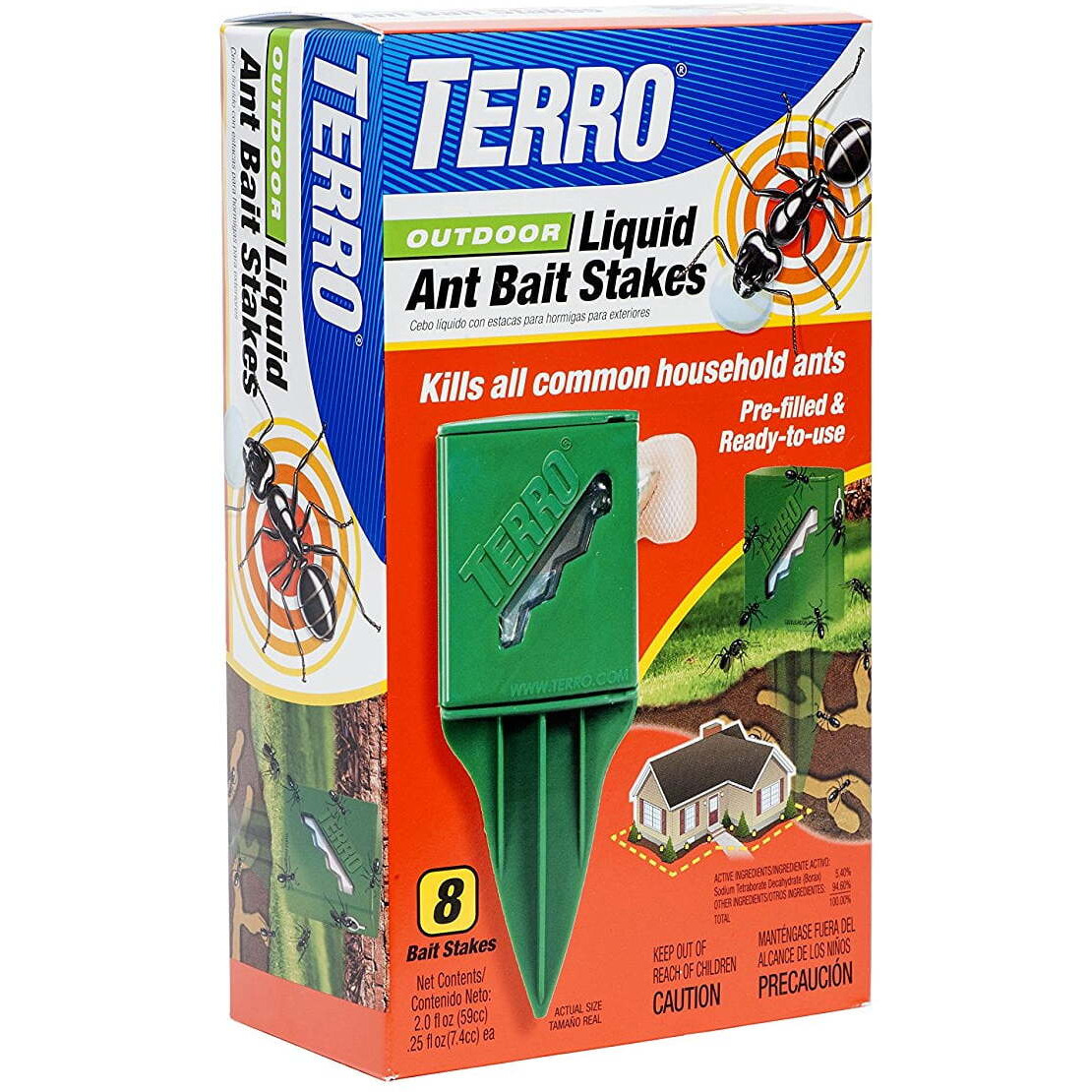 Terro T1812 Outdoor Liquid Ant Killer Bait Stakes - 8 Count