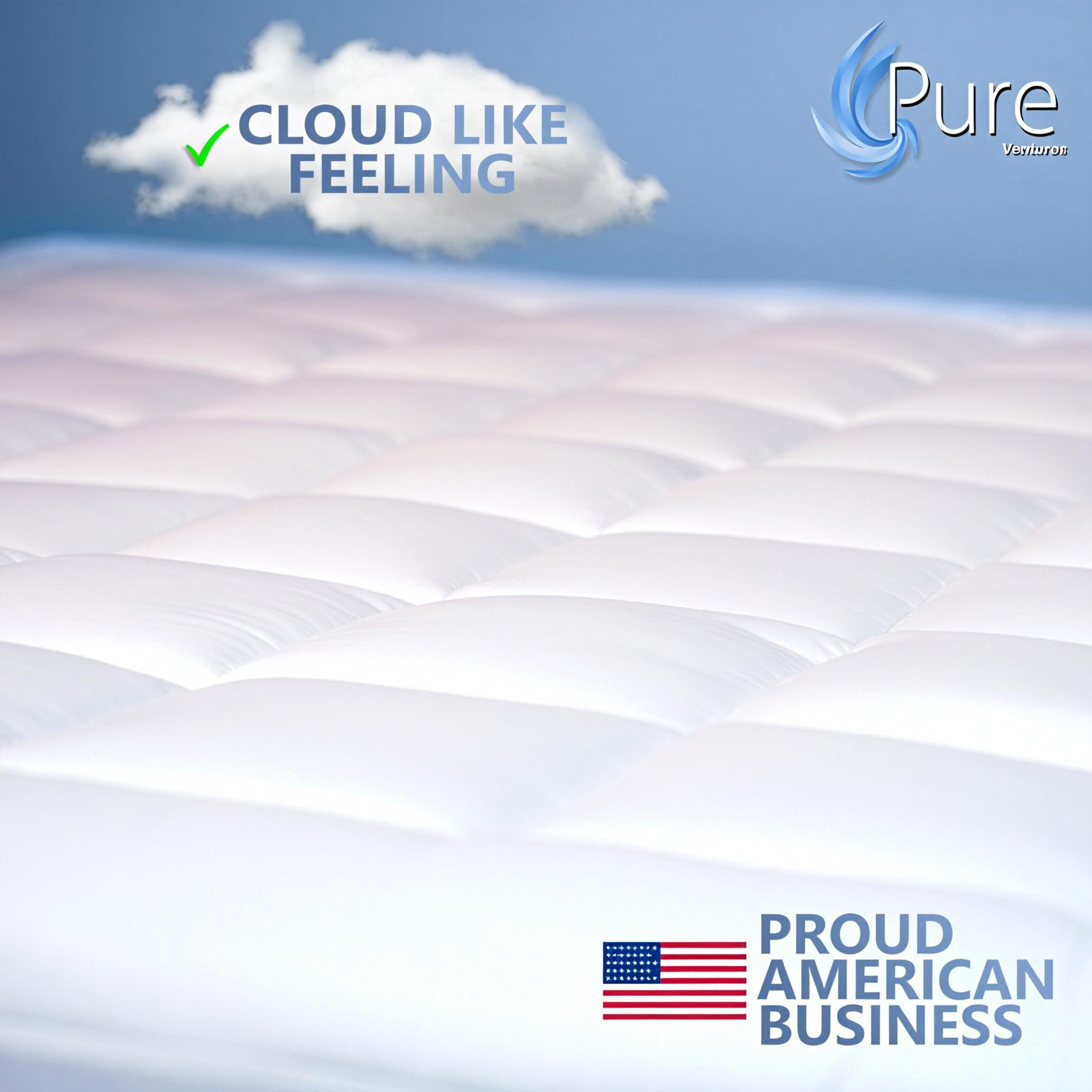 Pure Brands Full Mattress Topper & Mattress Pad Protector In One Quality Plush Luxury Down Alternative Pillow Top Make Your Bed Luxurious 18"" Deep Pockets White