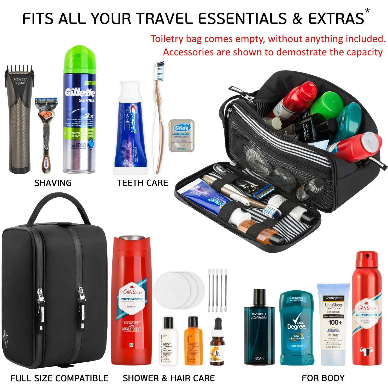 Toiletry Bag Dopp Kit For Men - Nylon Travel Toiletry Bag Waterproof Shower Cosmetic Organizer For Women Men - Travel Kit Shaving Bag For Men