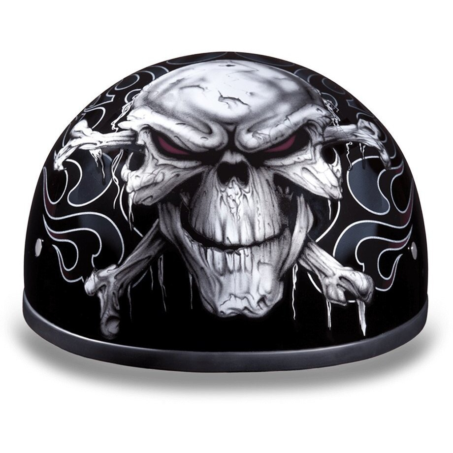Daytona Helmets Motorcycle Half Helmet Skull Cap- Cross Bones 100% Dot Approved