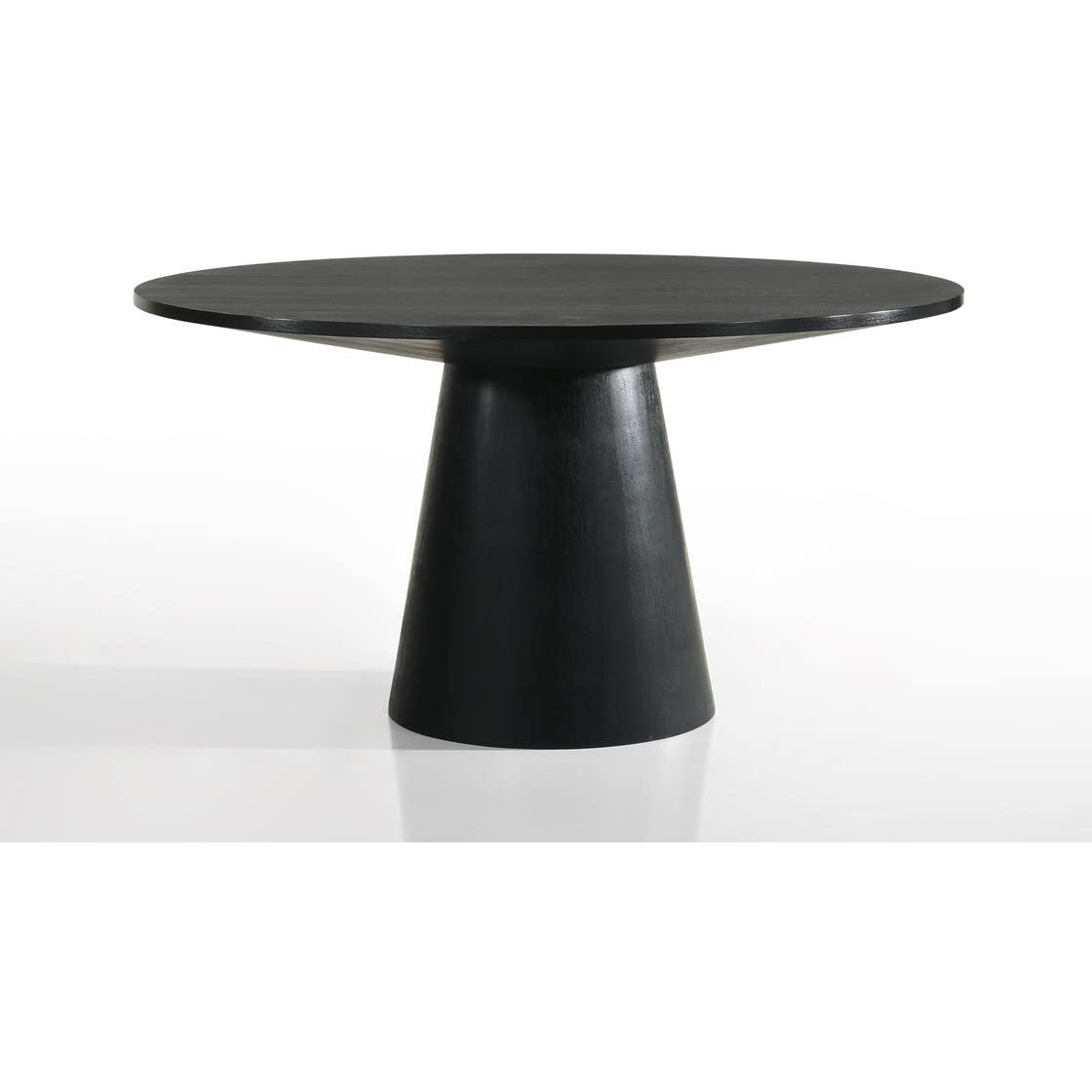 Lilola Living Jasper Ebony Black 47"" W Contemporary Round Dining Table With Pedestal Base