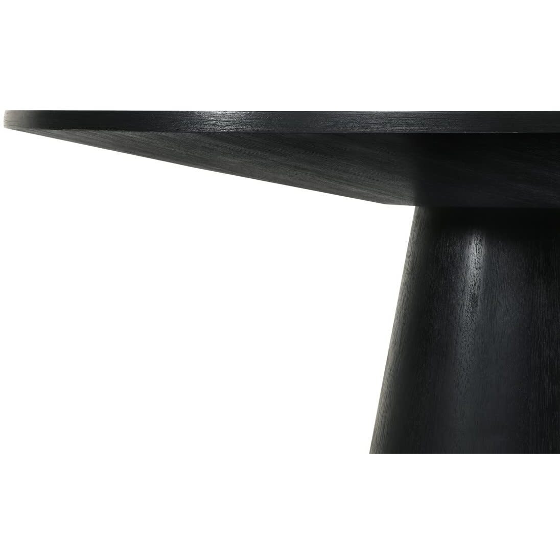 Lilola Living Jasper Ebony Black 47"" W Contemporary Round Dining Table With Pedestal Base