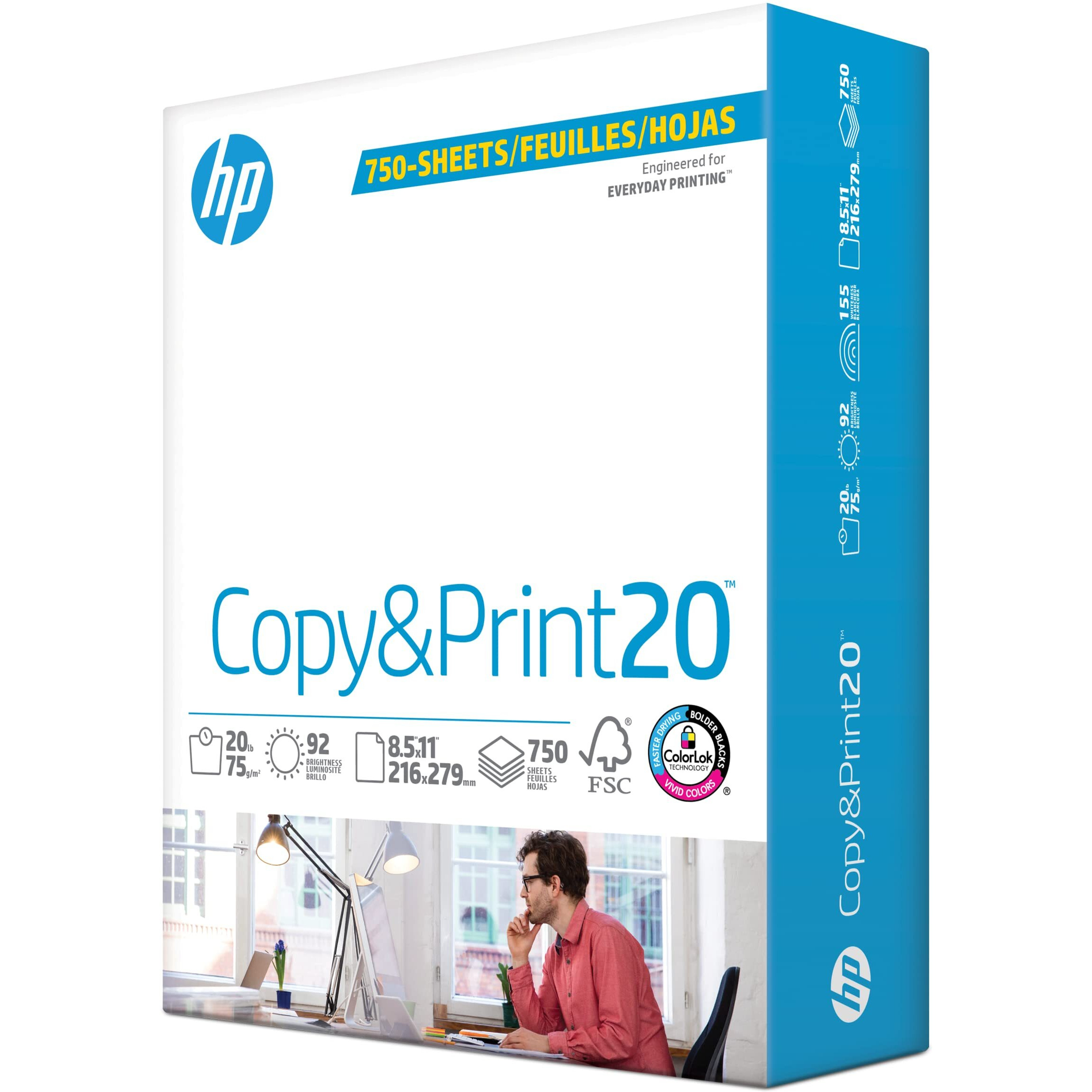 Hp Printer Paper | 8.5 X 11 Paper | Copy &Print 20 Lb | 1 Bulk Pack - 750 Sheets | 92 Bright | Made In Usa - Fsc Certified | 200030R