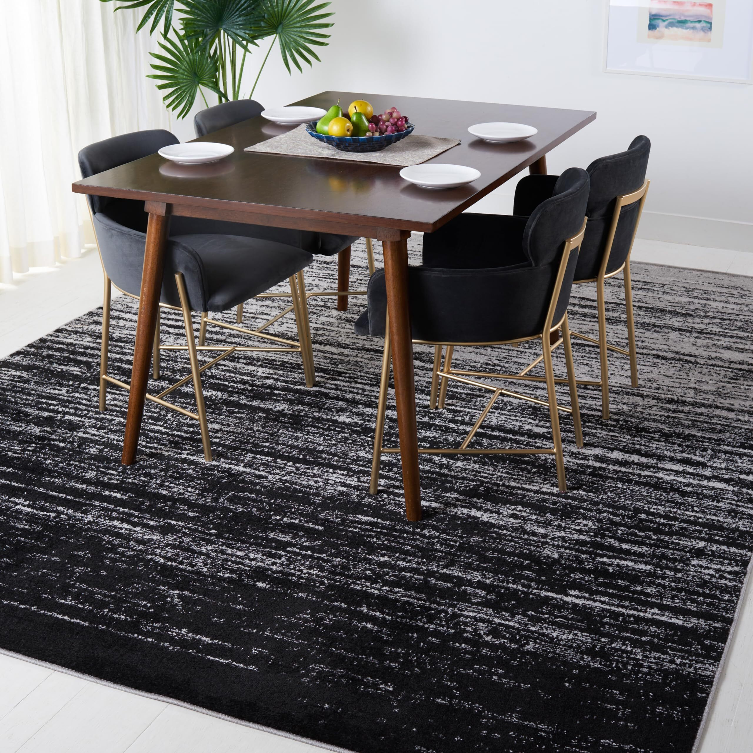 Safavieh Adirondack Collection Area Rug - 8' X 10', Silver & Black, Modern Ombre Design, Non-Shedding & Easy Care, Ideal For High Traffic Areas In Living Room, Bedroom (Adr113A)