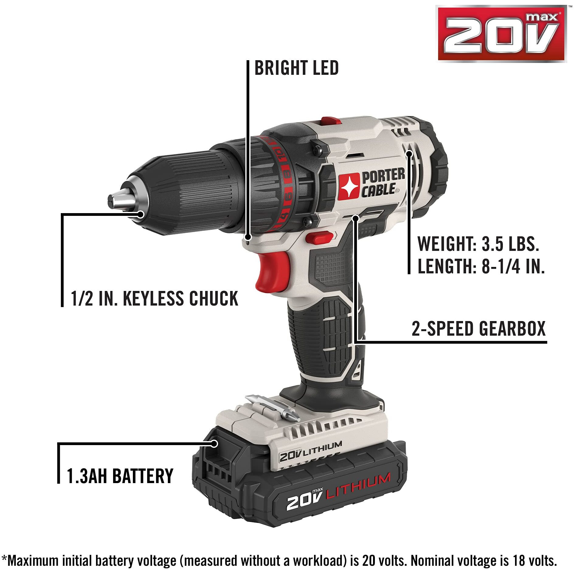 Porter Cable Pcck604L2 20V Max 2-Tool Cordless Drill/Driver And Impact Driver Combo Kit