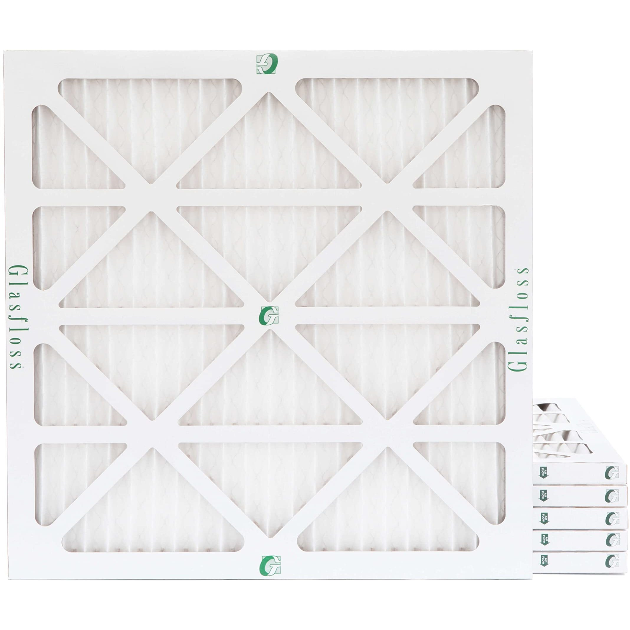 Glasfloss 20X20X1 Merv 10 (Fpr 5-6) Pleated Air Filters Box Of 6. Actual Size 19-1/2 X 19-1/2 X 7/8