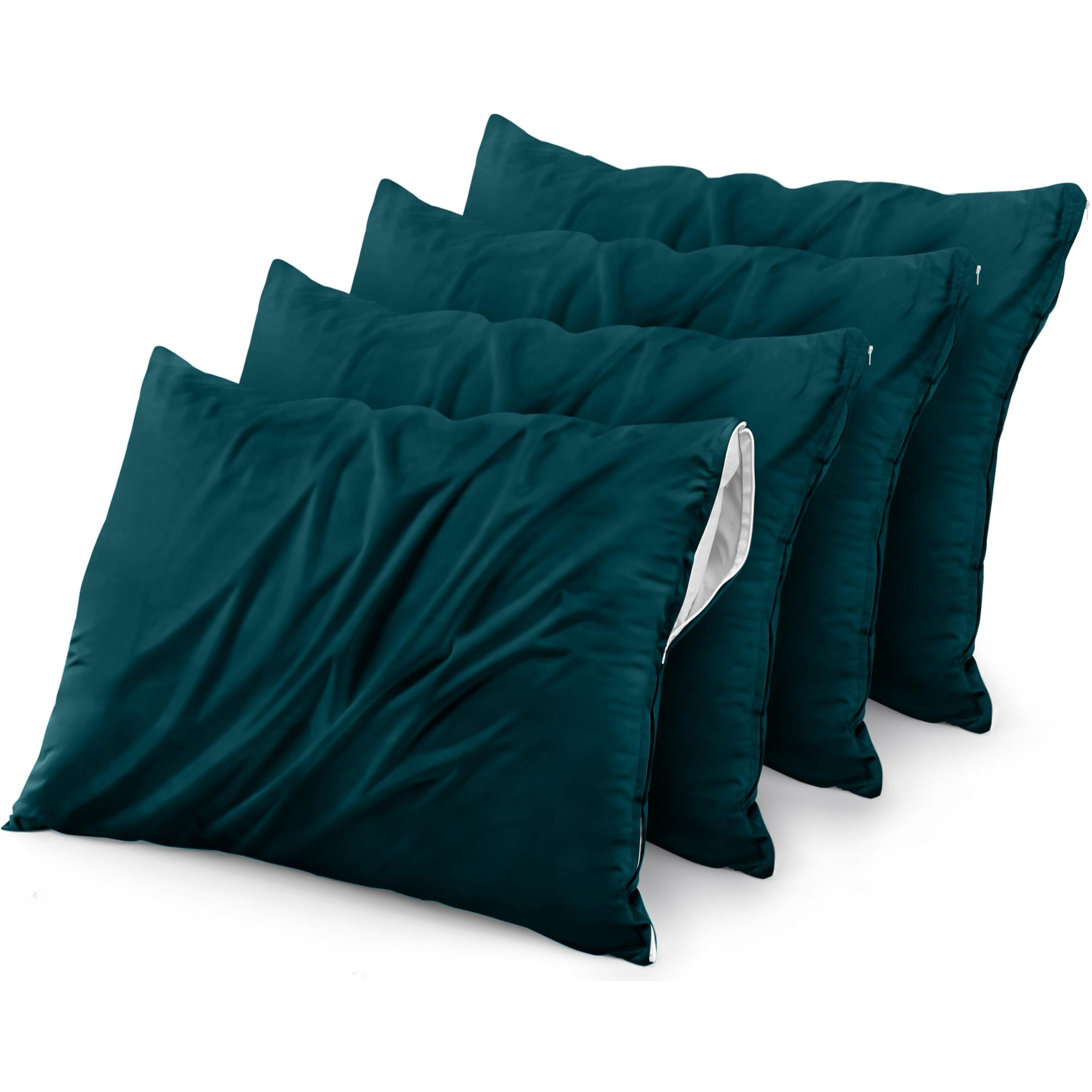 Utopia Bedding 4 Pack Waterproof Pillow Protectors With Zipper Standard Size (Teal), Bed Bug And Dust Mite Proof Pillow Case Covers, Moisture Wicking Pillow Encasements 20 X 26 Inches
