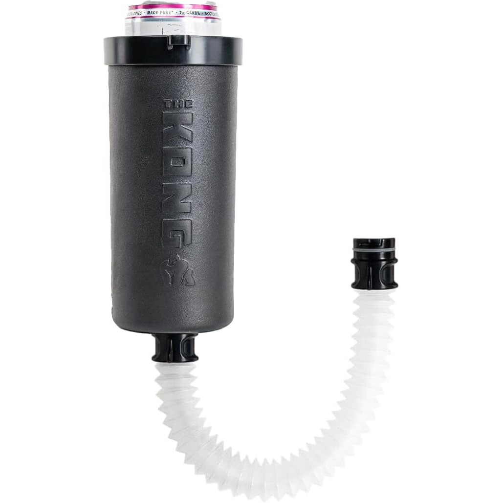 The Kong Skinny Can - Portable Coozie Or Bottle Cooler/Cup With Detachable, Expandable, Hose To Funnel Your Drink (Black)