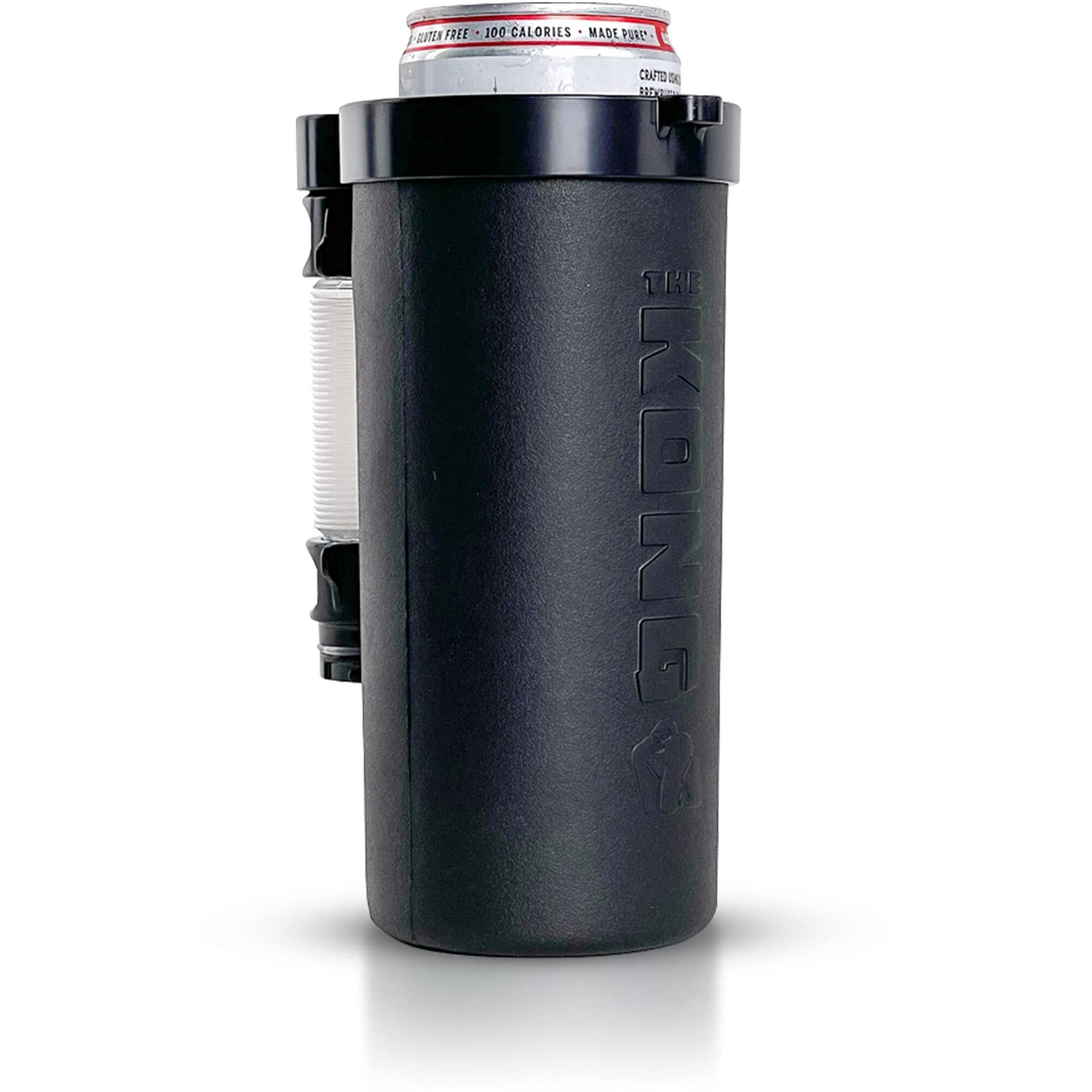 The Kong Skinny Can - Portable Coozie Or Bottle Cooler/Cup With Detachable, Expandable, Hose To Funnel Your Drink (Black)