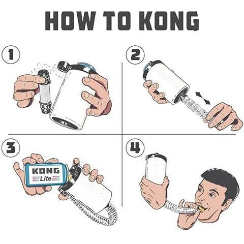 The Kong Skinny Can - Portable Coozie Or Bottle Cooler/Cup With Detachable, Expandable, Hose To Funnel Your Drink (Black)