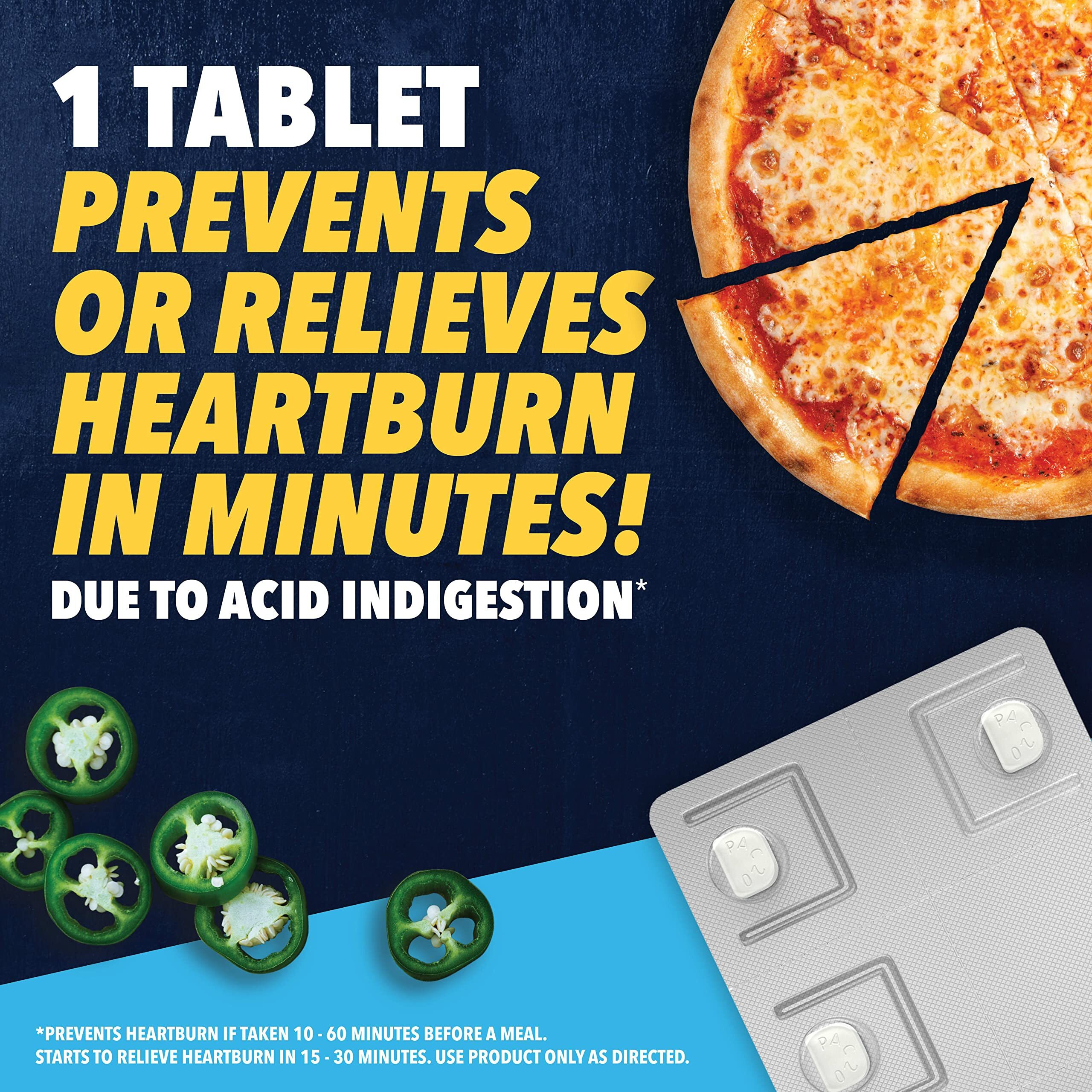 Pepcid Ac Maximum Strength Heartburn Relief Tablets, Otc Medicine Prevents & Relieves Heartburn Due To Acid Indigestion & Sour Stomach, 20Mg Famotidine Acid Reducer, Fast-Acting, 50 Ct