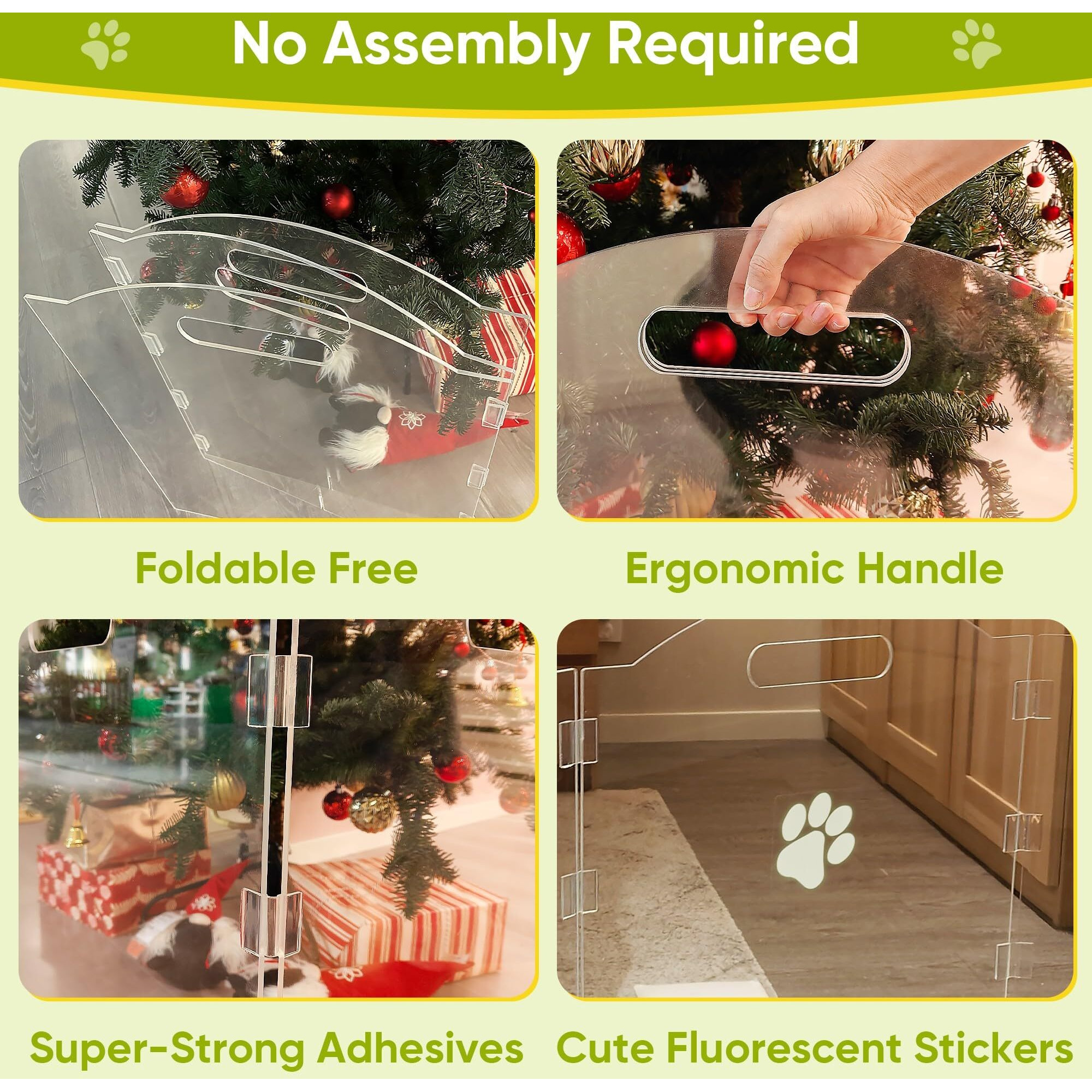 Dog Gate, Clear Acrylic Pet Gate For Dogs, Free Standing Pet Gates For Doorways, Folding Freestanding Puppy Doggy Cat Fence Inside, Dog Barriers For Home 3 Panel