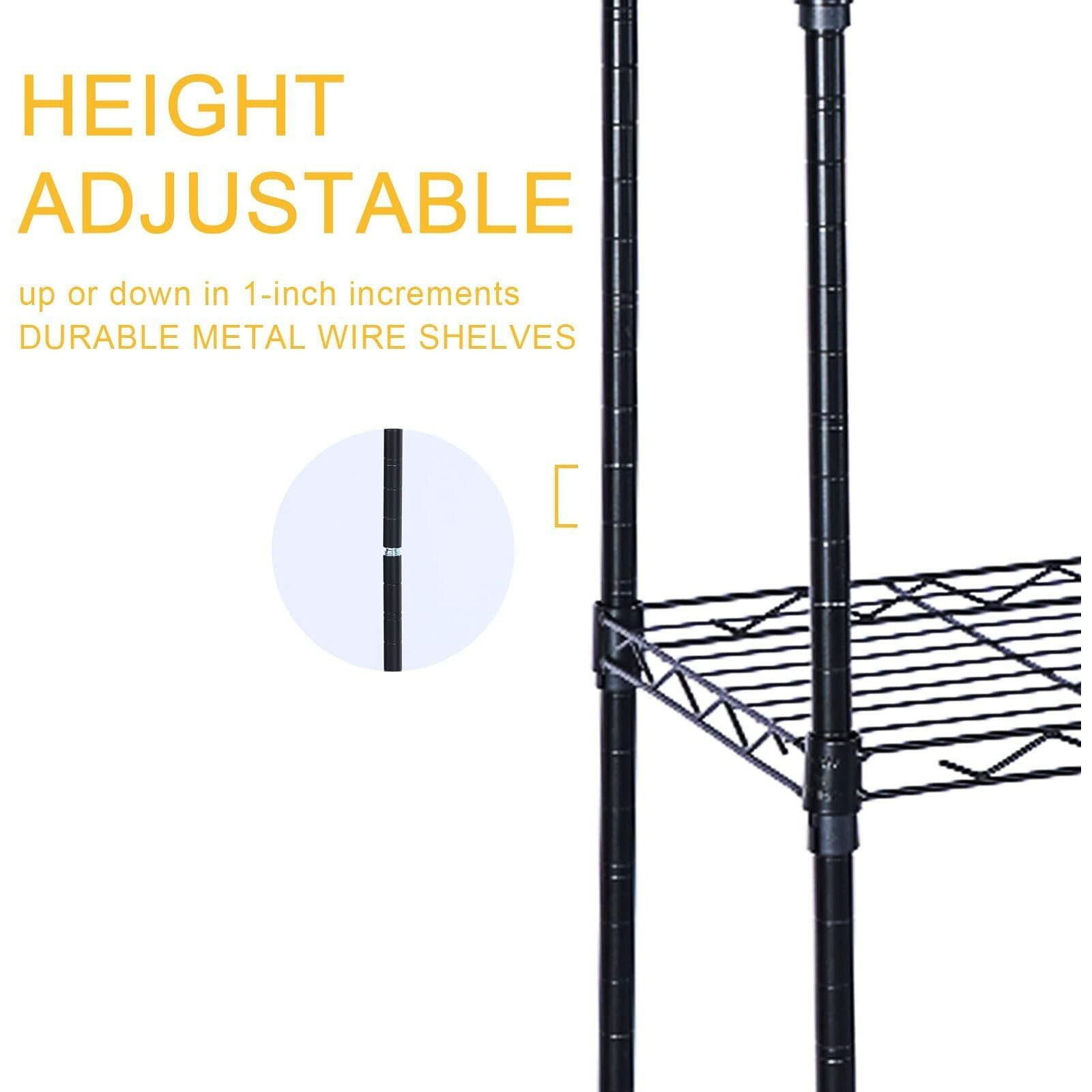 Simple Deluxe 6-Tier Shelving Units, 29.92'' W X 13.98'' D X 71.65'' H Adjustable Wire Shelving With Hanging Hooks And Wheels, Black