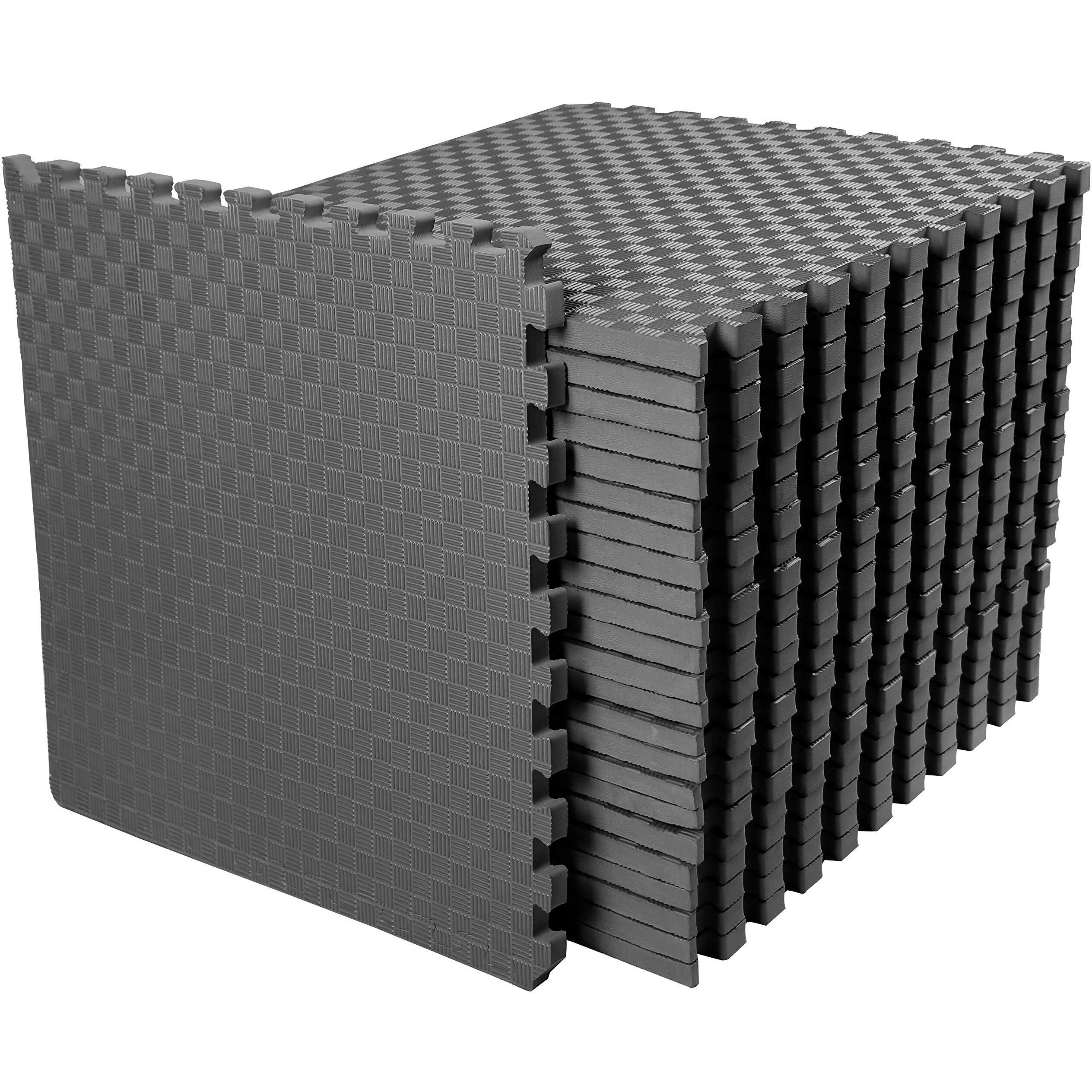 Balancefrom Puzzle Exercise Mat With Eva Foam Interlocking Tiles For Mma, Exercise, Gymnastics And Home Gym Protective Flooring, One Inch Thick, 72 Square Feet, Gray