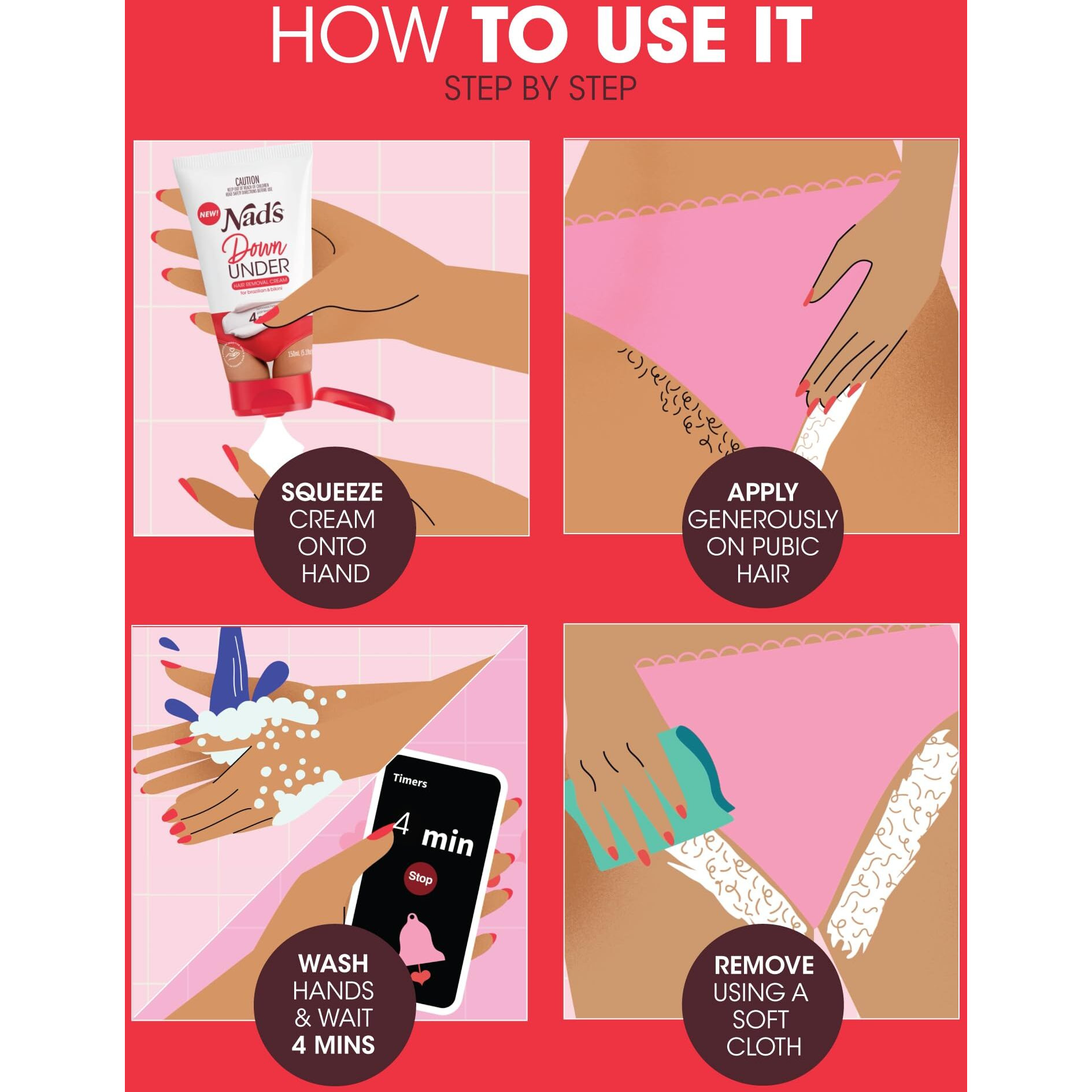 Nad's Down Under Cream For Women, Intimate Hair Removal Cream 150 Ml