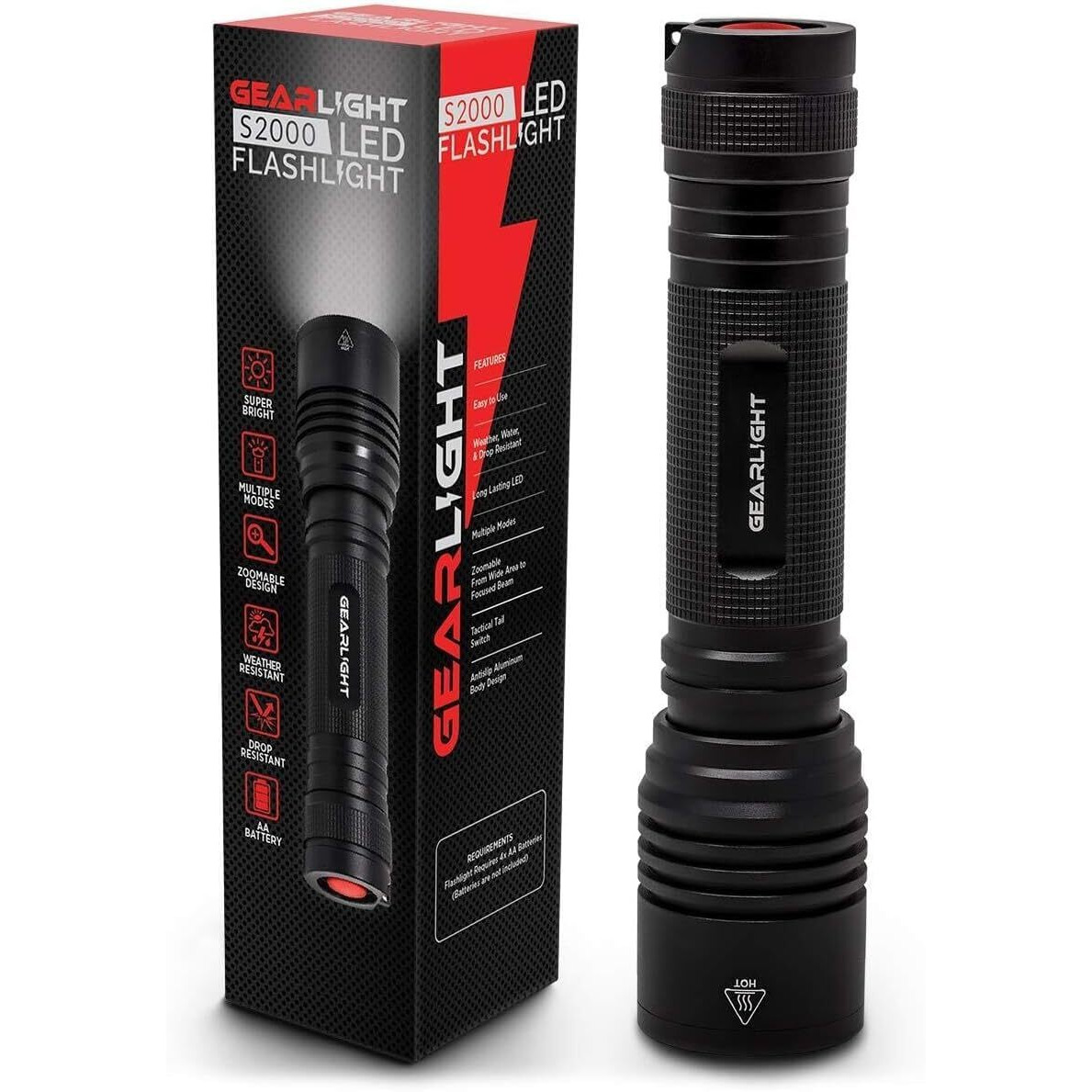 Gearlight S2000 Led Flashlight High Lumens - Super Bright, Powerful, Mid-Size Tactical Flashlight For Outdoor Activity & Emergency Use