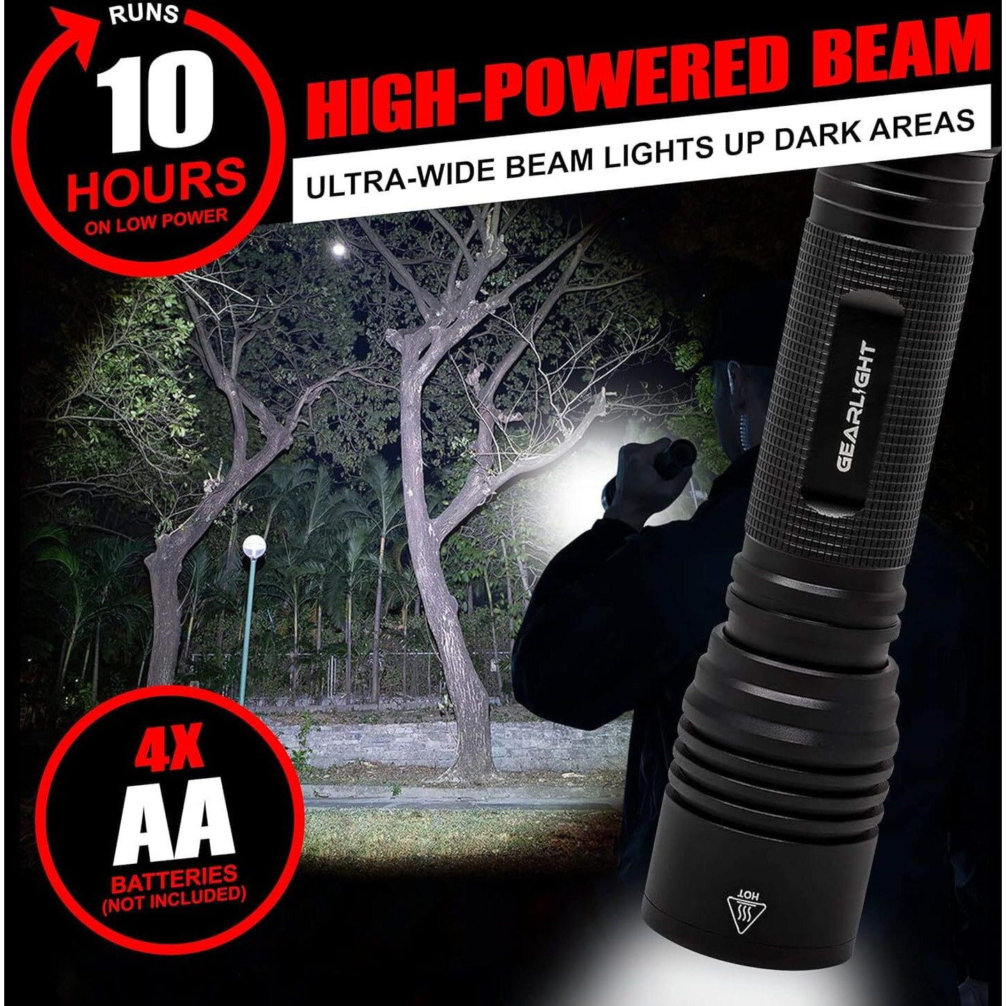 Gearlight S2000 Led Flashlight High Lumens - Super Bright, Powerful, Mid-Size Tactical Flashlight For Outdoor Activity & Emergency Use