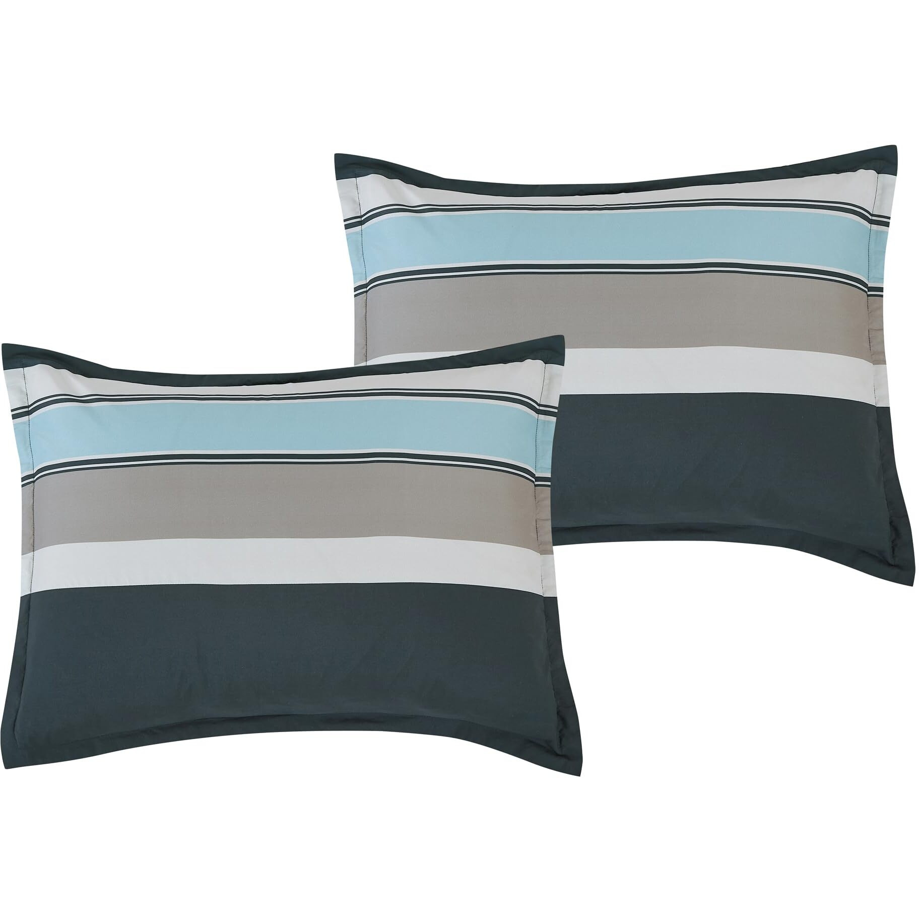 Esca 7-Pieces Naeemah Coastal Grey And Navy Comforter Set Nautica Bedding Queen Size