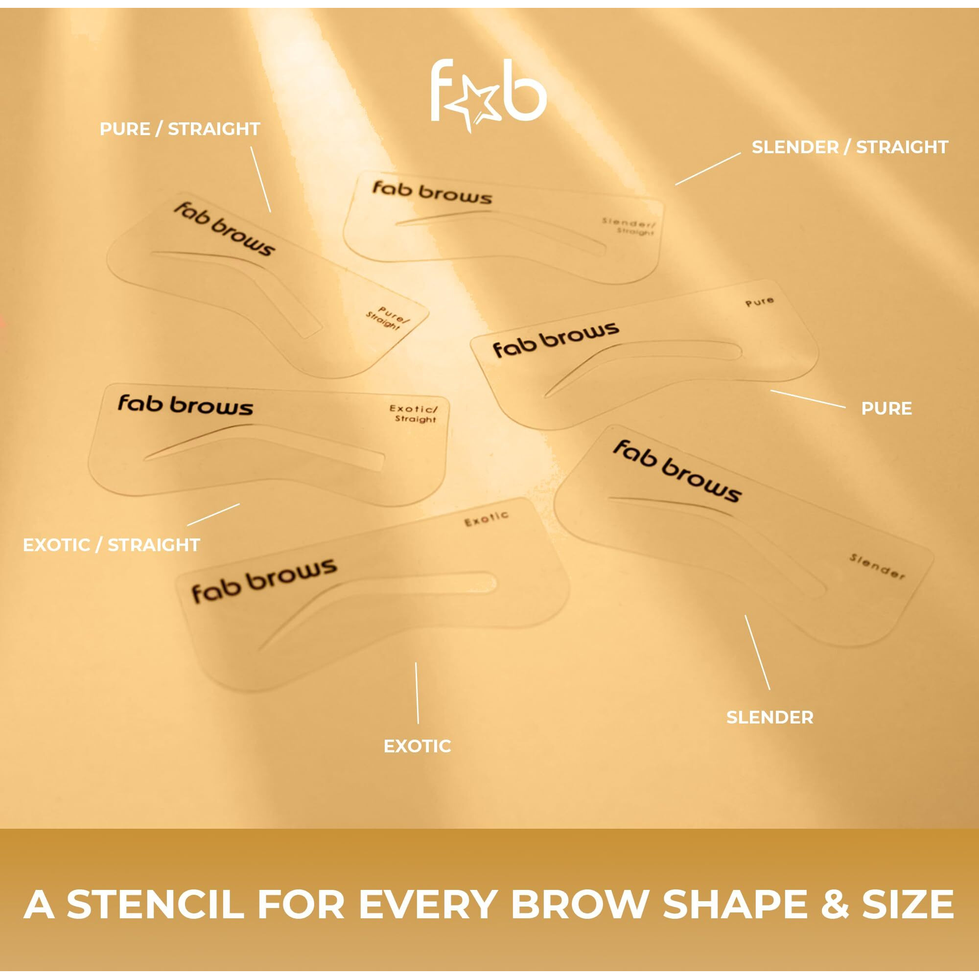 Fab Brows Duo Eyebrow Stencils | 6 Natural-Looking Brow Shapes | Easy Eyebrow Shaper Stencil | Fits All Faces & Sizes | Eyebrow Stencil Kit For Beginners & Professionals | Stencils Only, Cruelty-Free