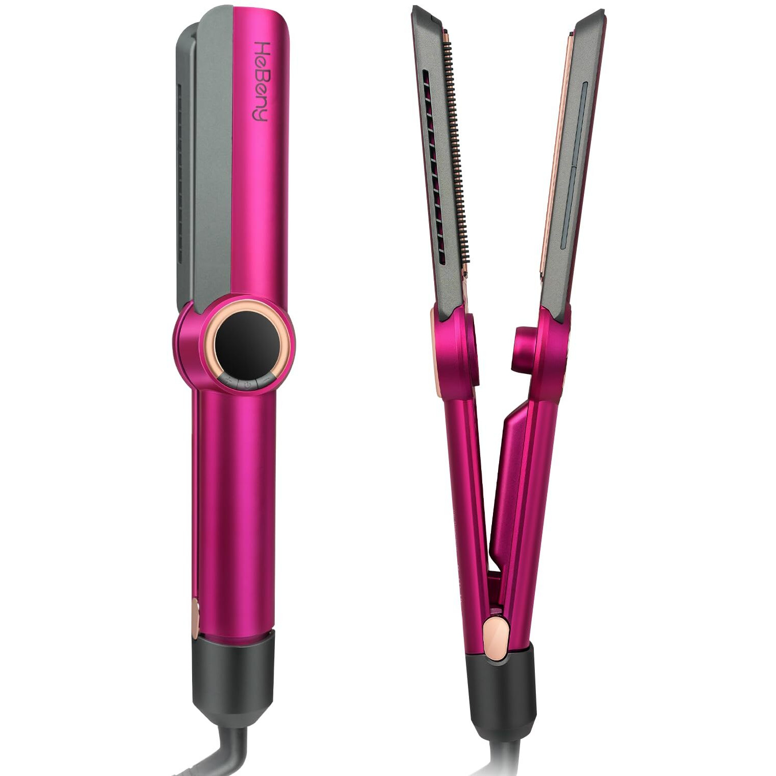 Hebeny Hair Straightener Iron, 2 In 1 Negative Ions Flat Iron Hair Straightener, Professional Ceramic Straightener, For Less Frizz Lock In Moisture & Shine, Dual Voltage Flat Iron Hair Styling Tools