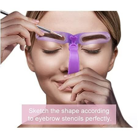 8Pcs Purple Washable Eyebrow Stencils With 8 Styles Reusable Eyebrow Stencil, Eyebrow Template, Eyebrow Shaping Kit With Handle And Strap For Women's Beauty And Personal Care