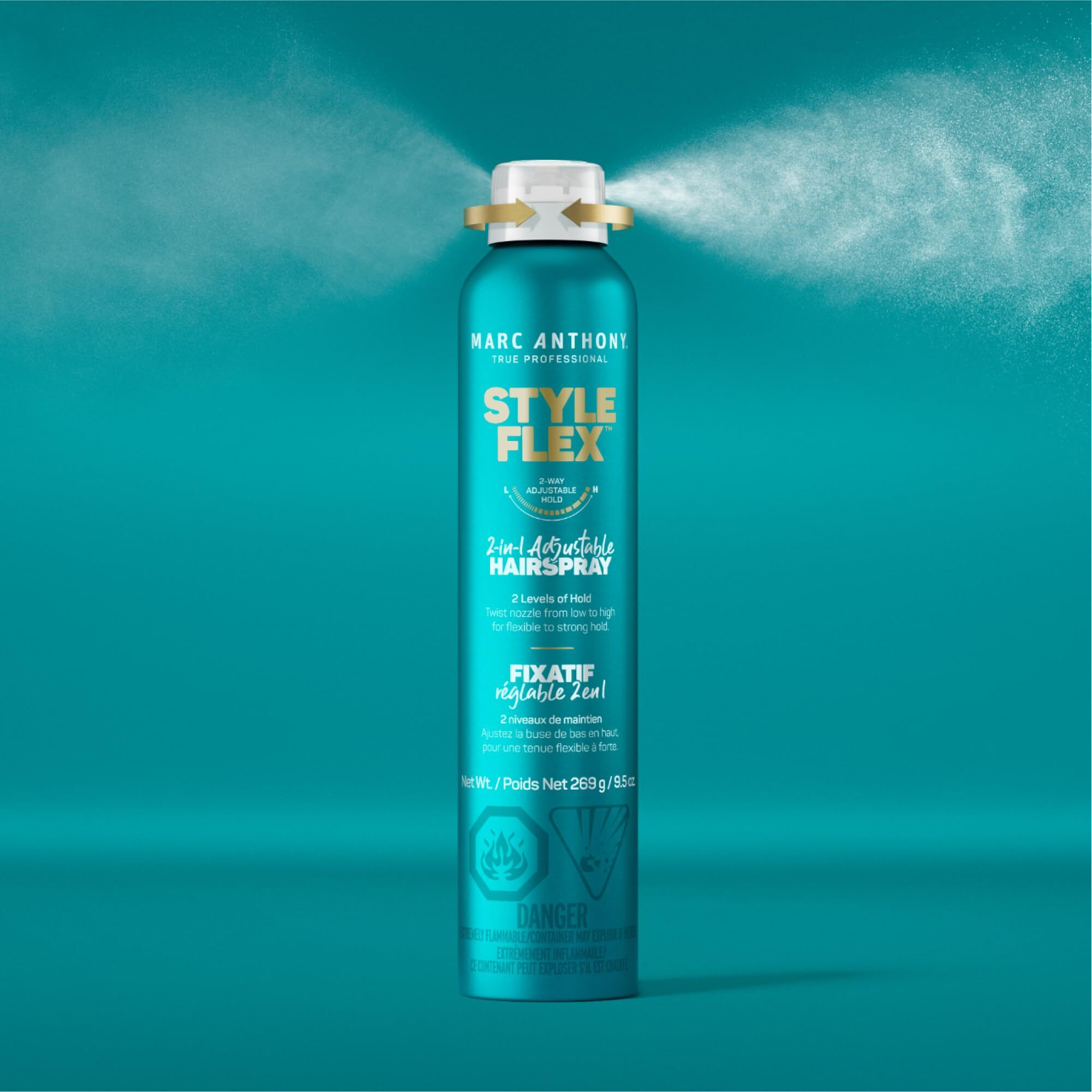 Marc Anthony Flexible To Extra Strong Hold Hair Spray, Style Flex 2-In-1 Adjustable Hairspray For Women & Men - Finishing & Styling Spray For Controlled & Well-Groomed Look - Flake-Free, 9.5 Oz