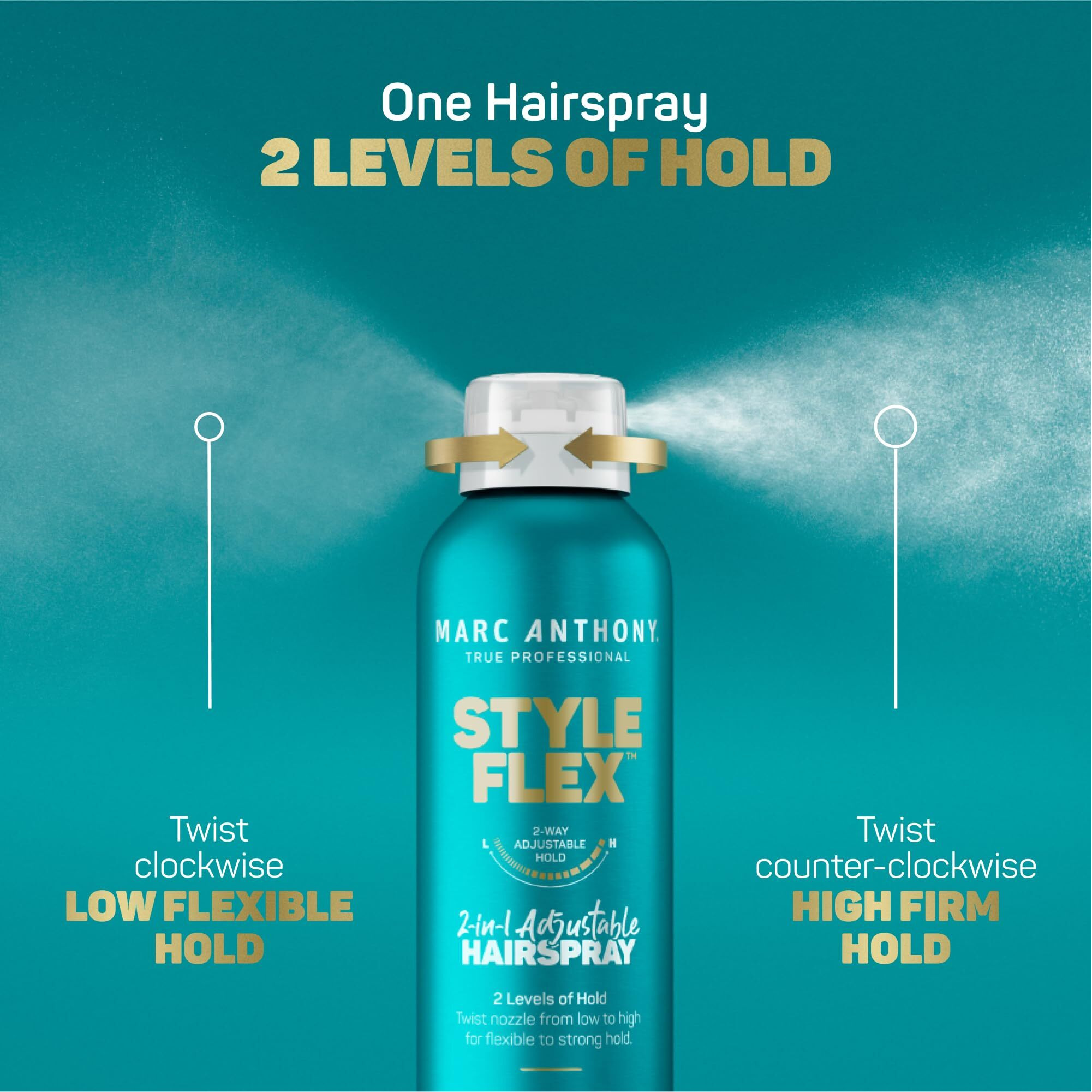 Marc Anthony Flexible To Extra Strong Hold Hair Spray, Style Flex 2-In-1 Adjustable Hairspray For Women & Men - Finishing & Styling Spray For Controlled & Well-Groomed Look - Flake-Free, 9.5 Oz