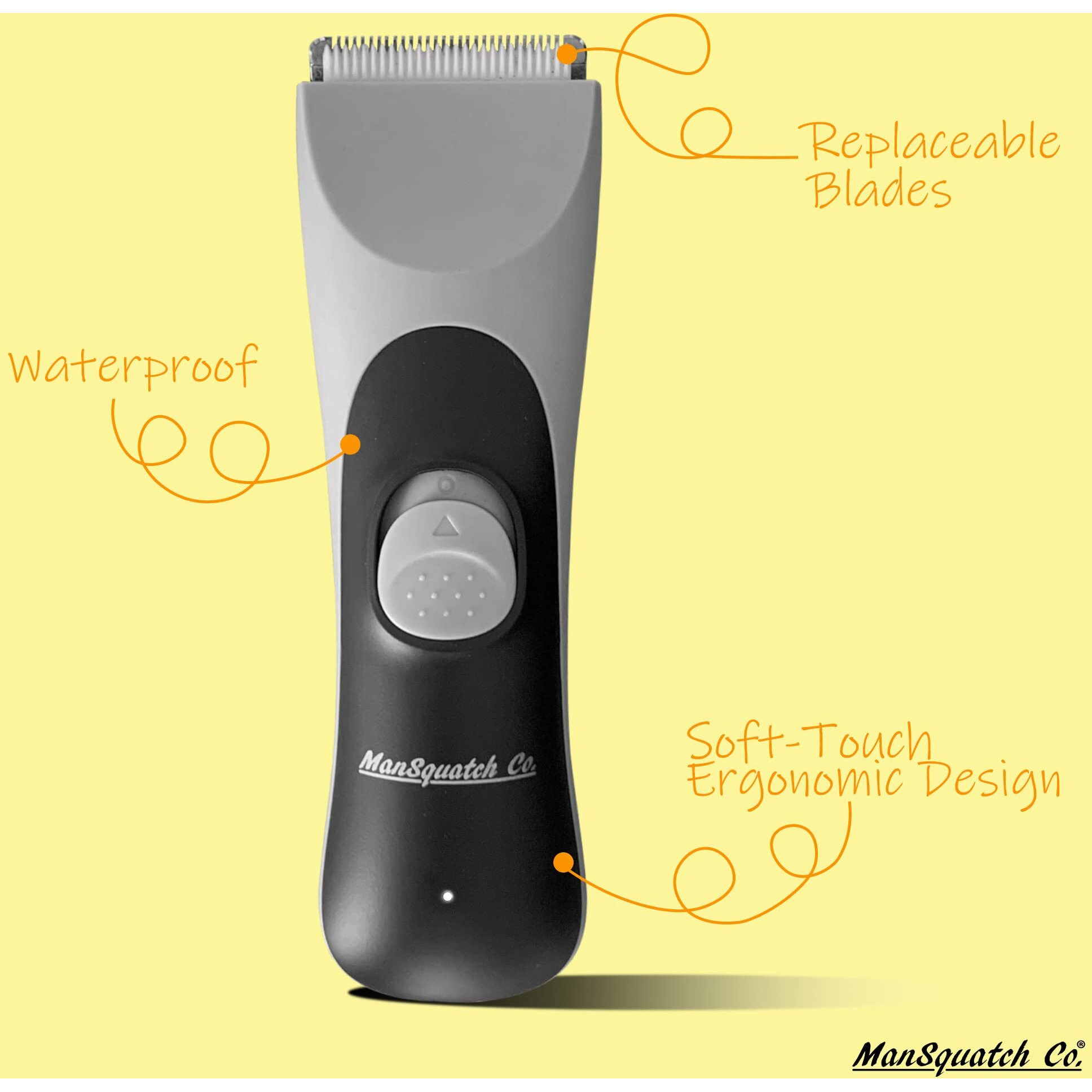 Mansquatch Co. The Beast Waterproof Electric Pubic Hair Trimmer For Men | Reduced Risk Of Nicks And Cuts| Manscaping Trimmer For Balls | Groin And Body Hair Trimmer For Men