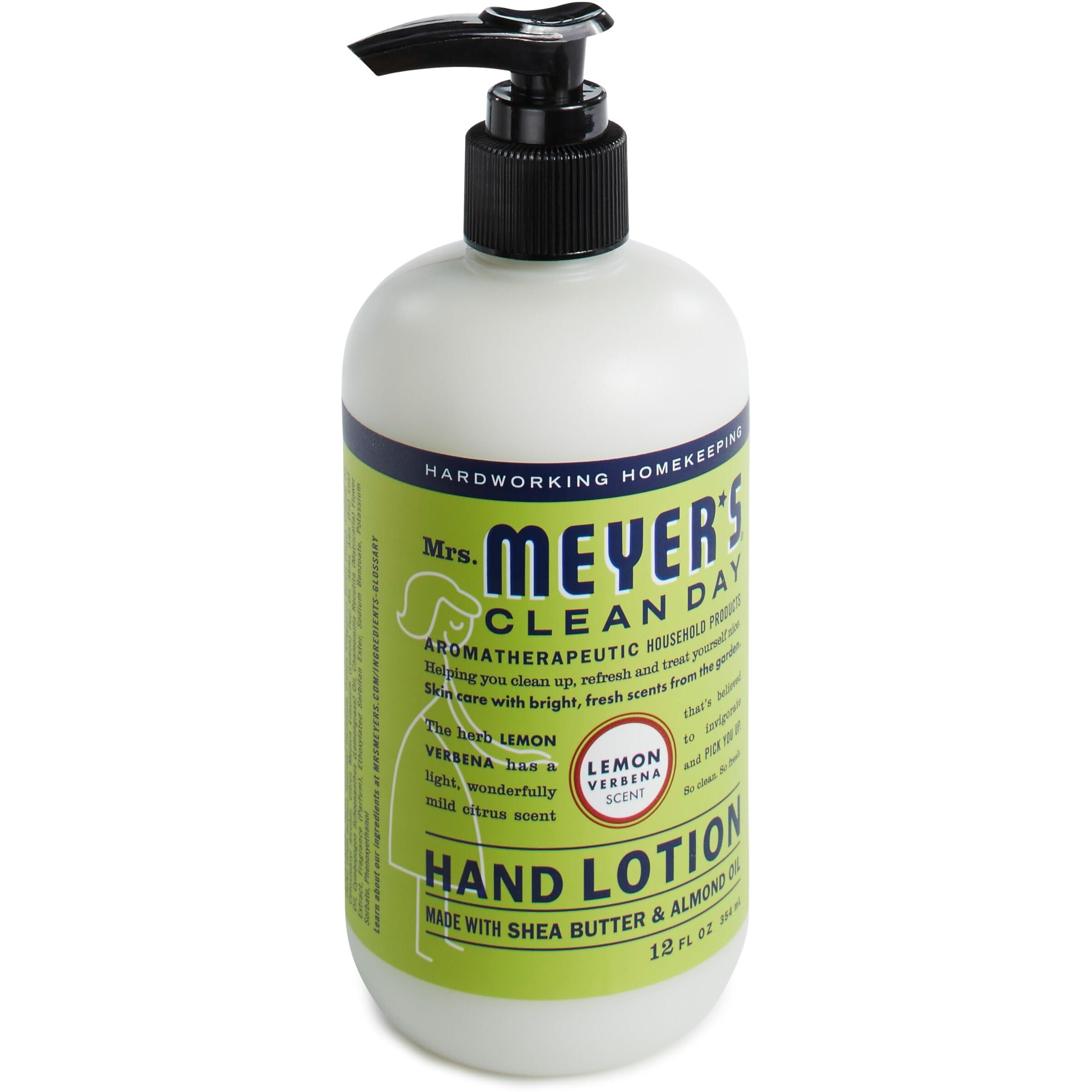 Mrs. Meyer's Clean Day Hand Lotion For Dry Hands, Non-Greasy Moisturizer Made With Essential Oils, Lemon Verbena, 12 Oz
