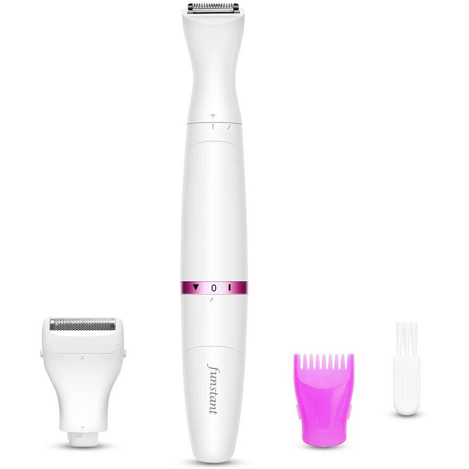 Funstant Bikini Trimmer, Electric Razor For Women With Comb, Cordless Safe Hair Trimmer Floating Foil For Dry Use, Battery Operated Personal Shaver For Lady Girl, Pubic Hair, Delicate Private Area