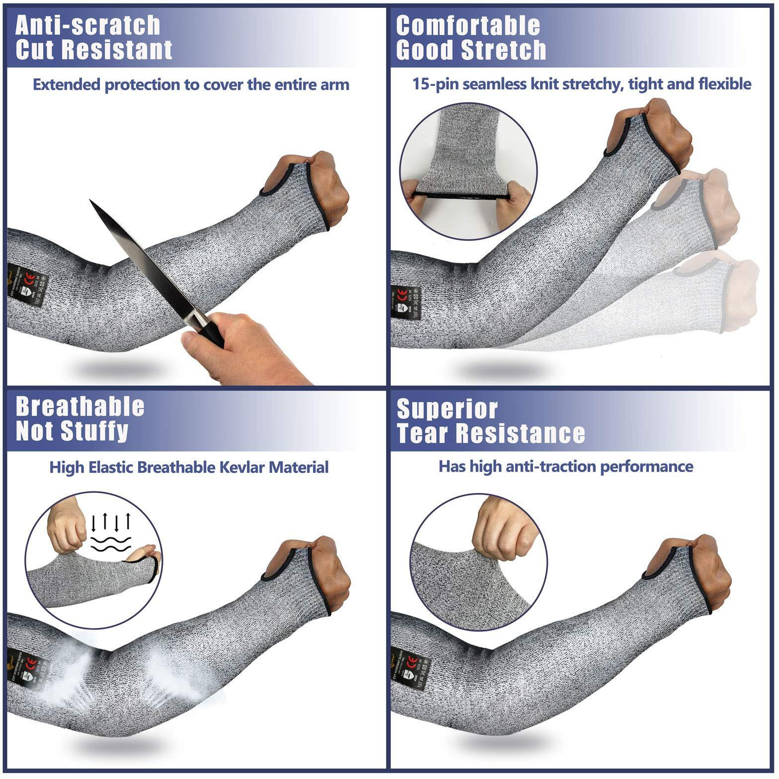 Evridwear Protective Arm Sleeves Cut Resistant Sleeves Arm Protectors For Thin Skin And Bruising For Men Work 1 Pair (Medium, With Thumb Hole)