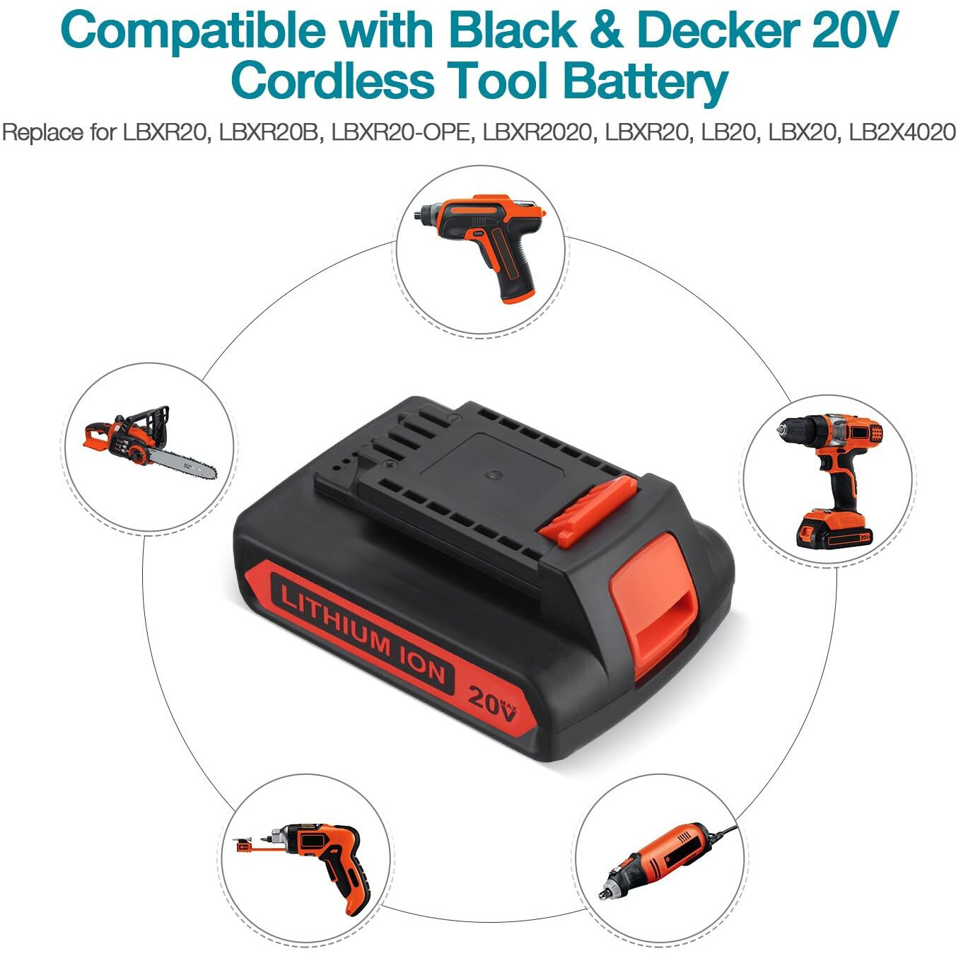 Orhfs Lbxr20 20V 3.0Ah Replacement For Black And Decker 20V Lithium Battery Max Lb20 Lbx20 Lbxr20-Ope Lbxr2020-Ope Lb2X4020-Ope Lbxr20B-2 Lst220 Lst300 Cordless Power Tool 1 Pack