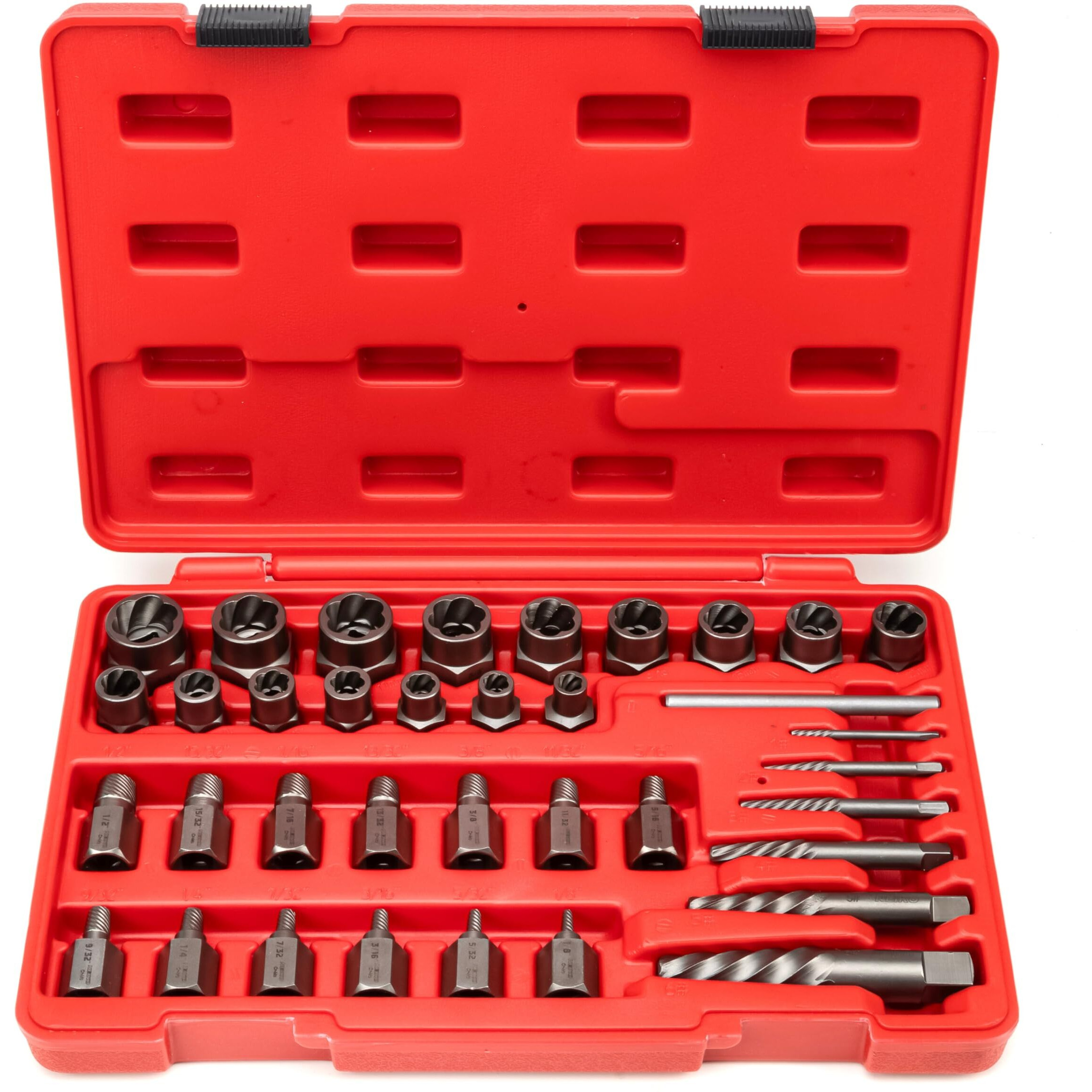 Neiko 04208A Master Screw, Nut, & Bolt Extractor, 36 Piece Lug Nut Removal Tool, 3/8 Dr., Deep And Shallow Stripped Bolt Extractor Socket Set, Rounded Bolt Removal Tool, Nut Remover Socket Set, Cr-Mo