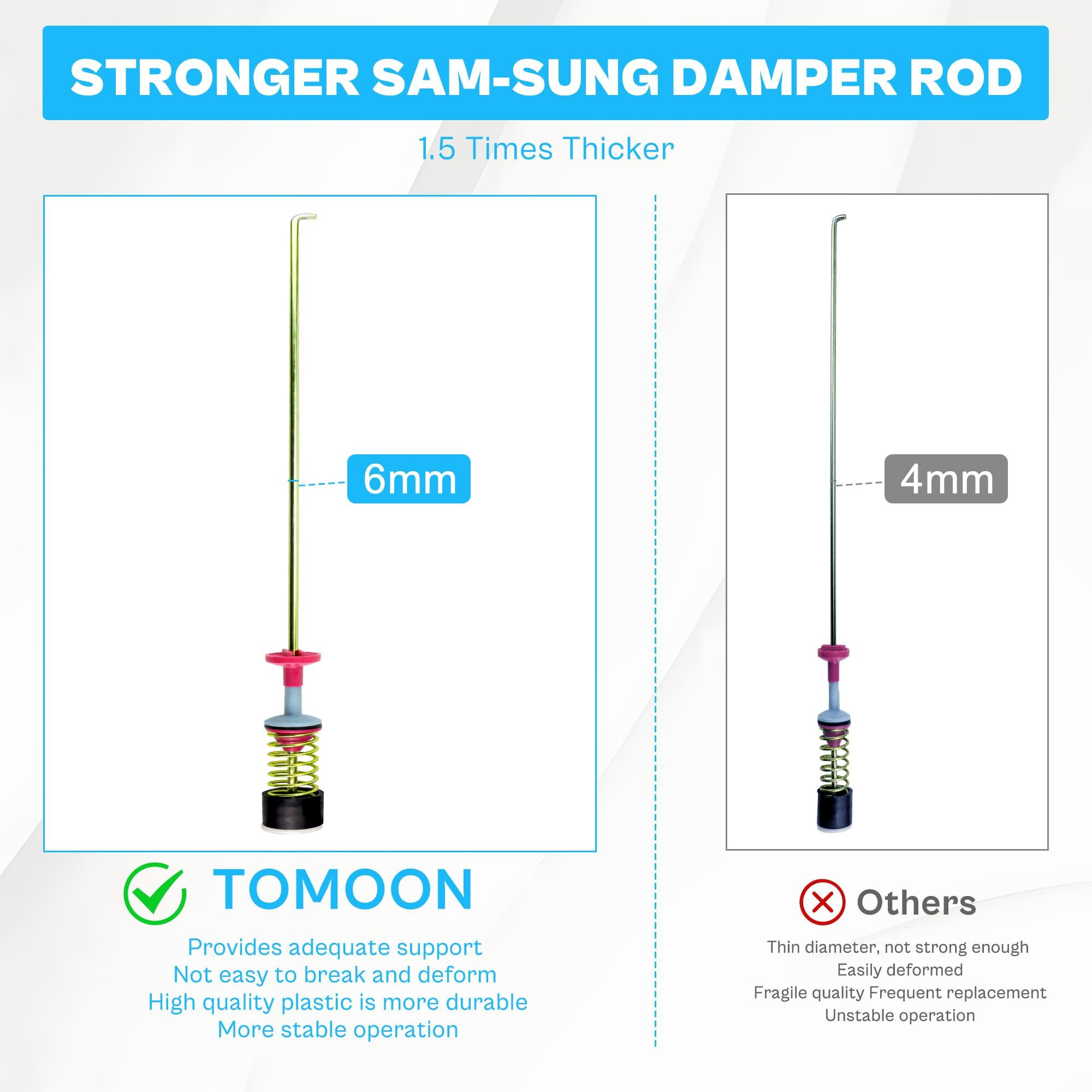 Wa50R5200Aw/Us Wa50R5400Av/Us Wa422Prhdwr/Aa Wa45N3050Aw/A4 Wa45T3200Aw/A4 Dc97-05280W Washer Suspension Rods For Samsung Washer Wa40J3000Aw/Aa Wa50T5300Ac/Us By Tomoon