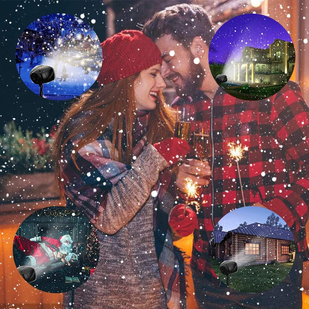 Syslux Christmas Snowfall Projector Lights, Indoor Outdoor Holiday Lights With Remote Control White Snow For Halloween Xmas Party Wedding Garden Landscape Decoration(Snow Spots)