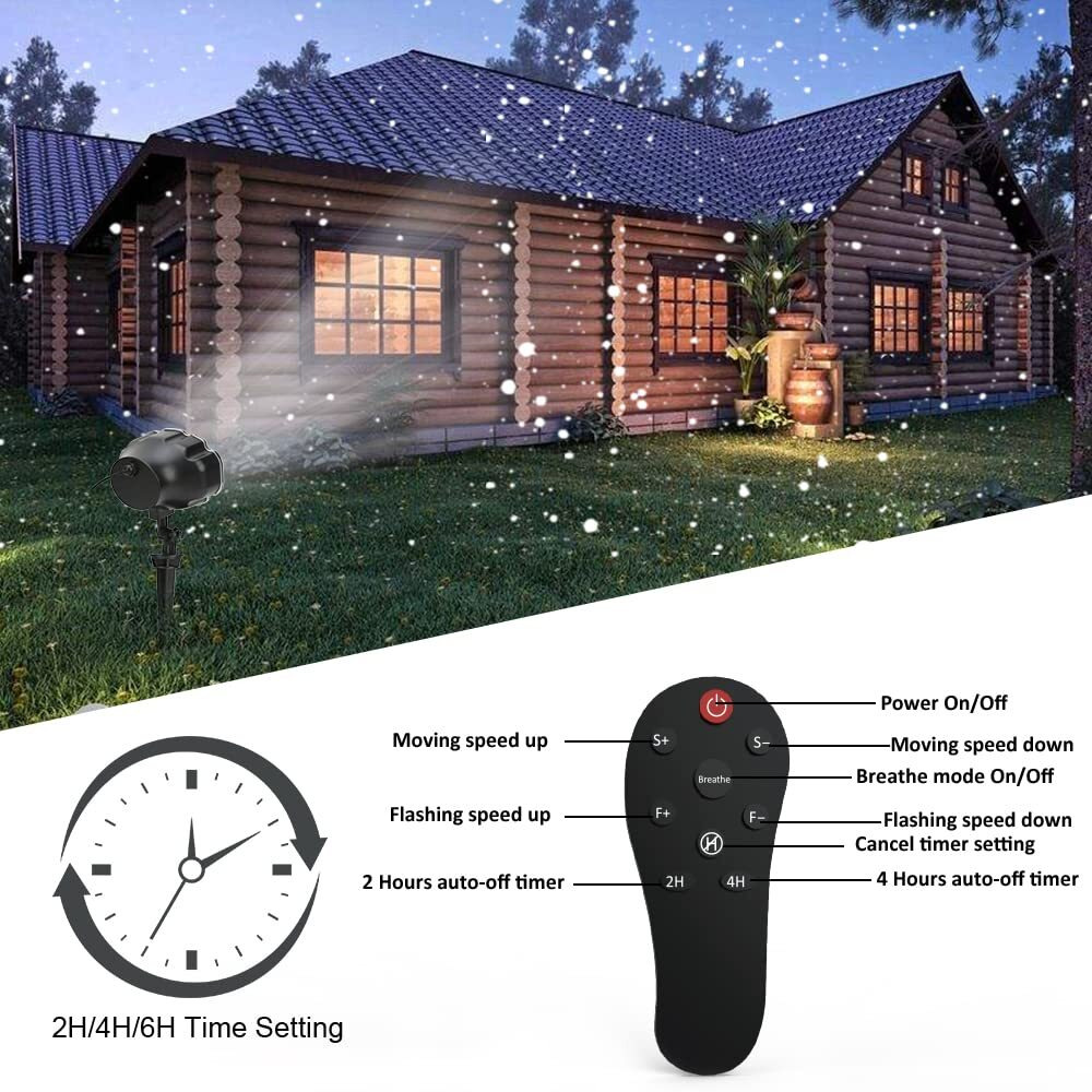 Syslux Christmas Snowfall Projector Lights, Indoor Outdoor Holiday Lights With Remote Control White Snow For Halloween Xmas Party Wedding Garden Landscape Decoration(Snow Spots)