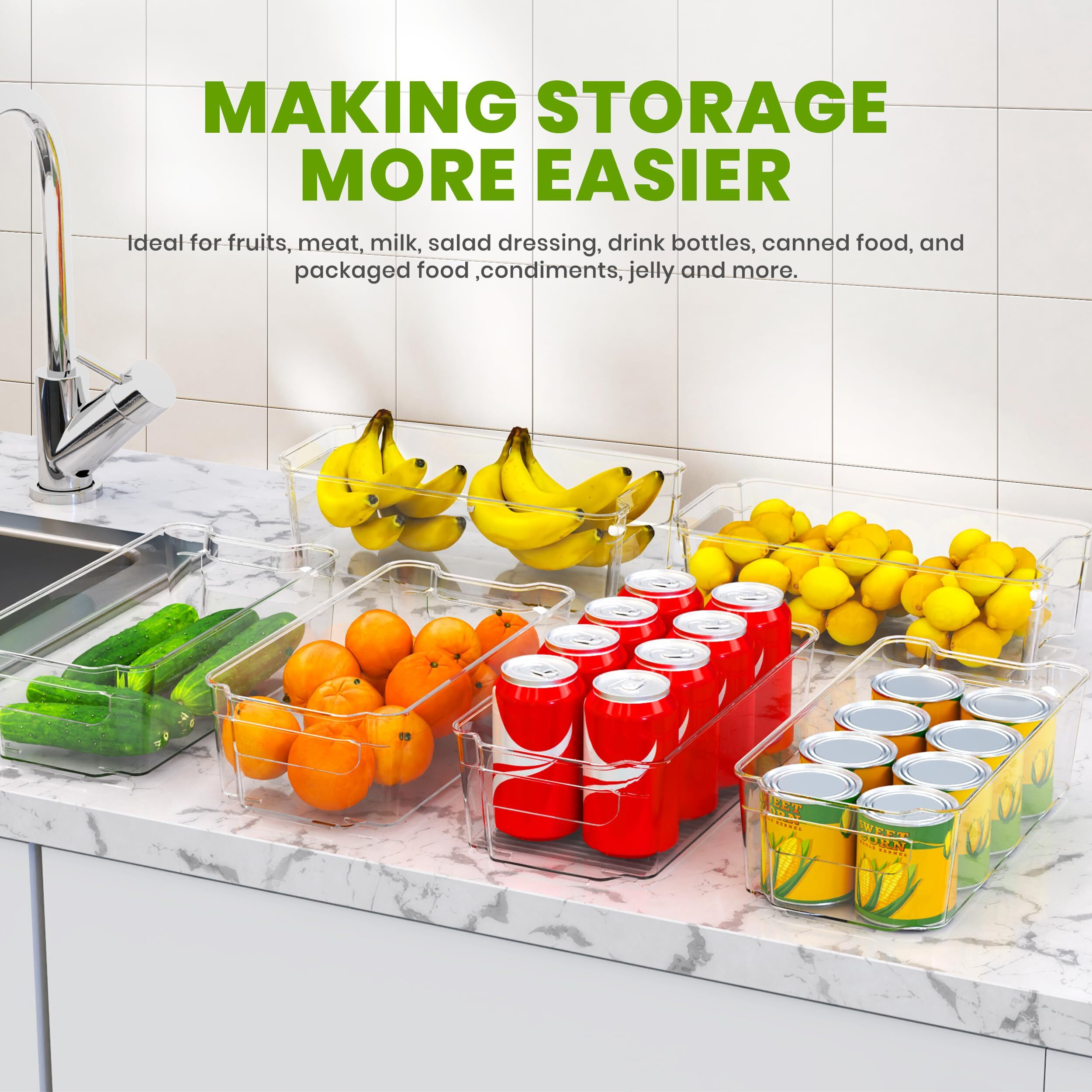 Utopia Home - Fridge Organizer Bins - Refrigerator Organizing Bins - Pantry Organizers And Storage - Stackable Storage Bins For Home & Kitchen Pantry Organization And Storage (Pack Of 8, Medium)