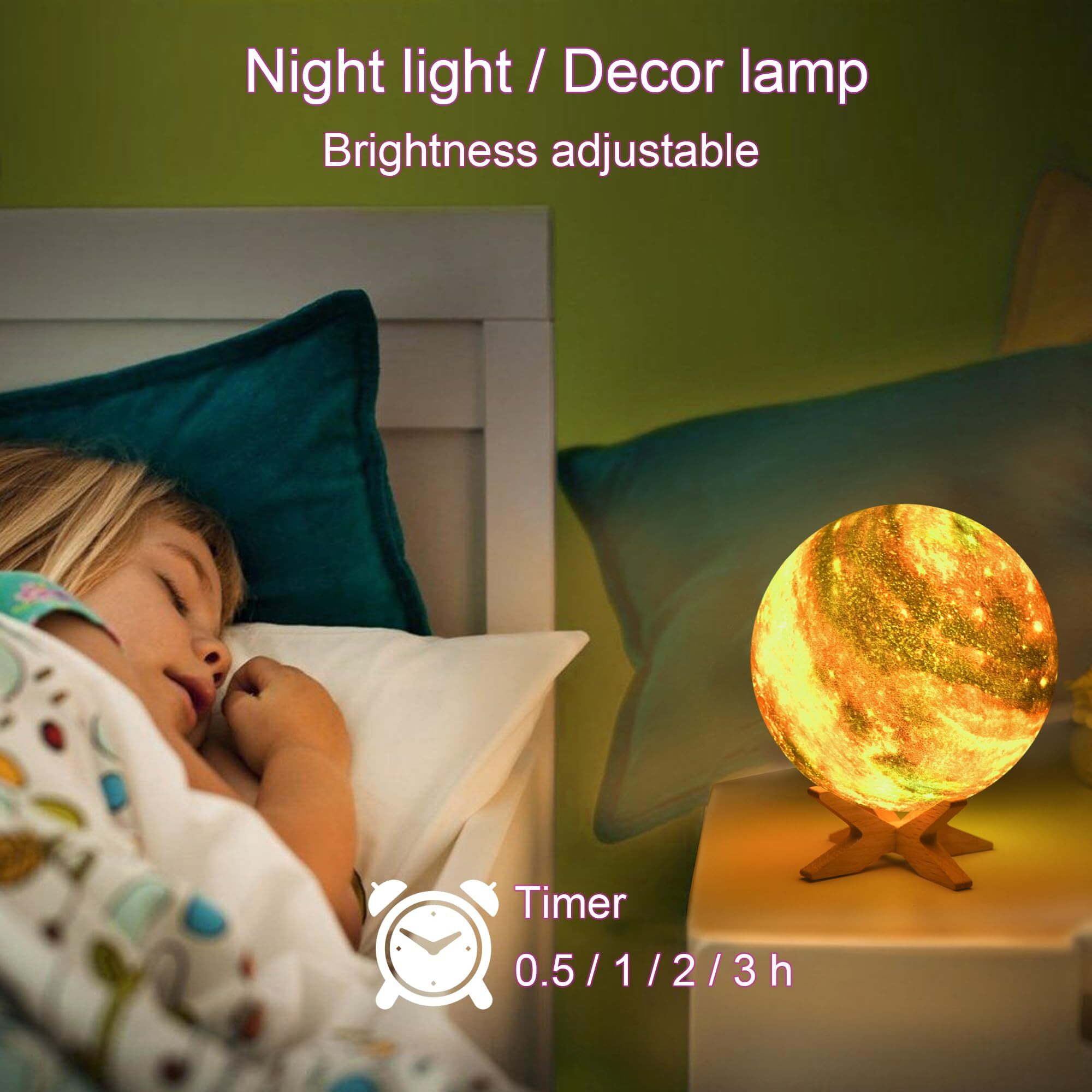 Hyodream 4.3'' Moon Lamp Kids Night Light Galaxy Lamp 16 Colors Led Moon Light With Touch & Remote Control Bedside Lamp As Christmas Birthday Gifts For Girls/Boys/Kids