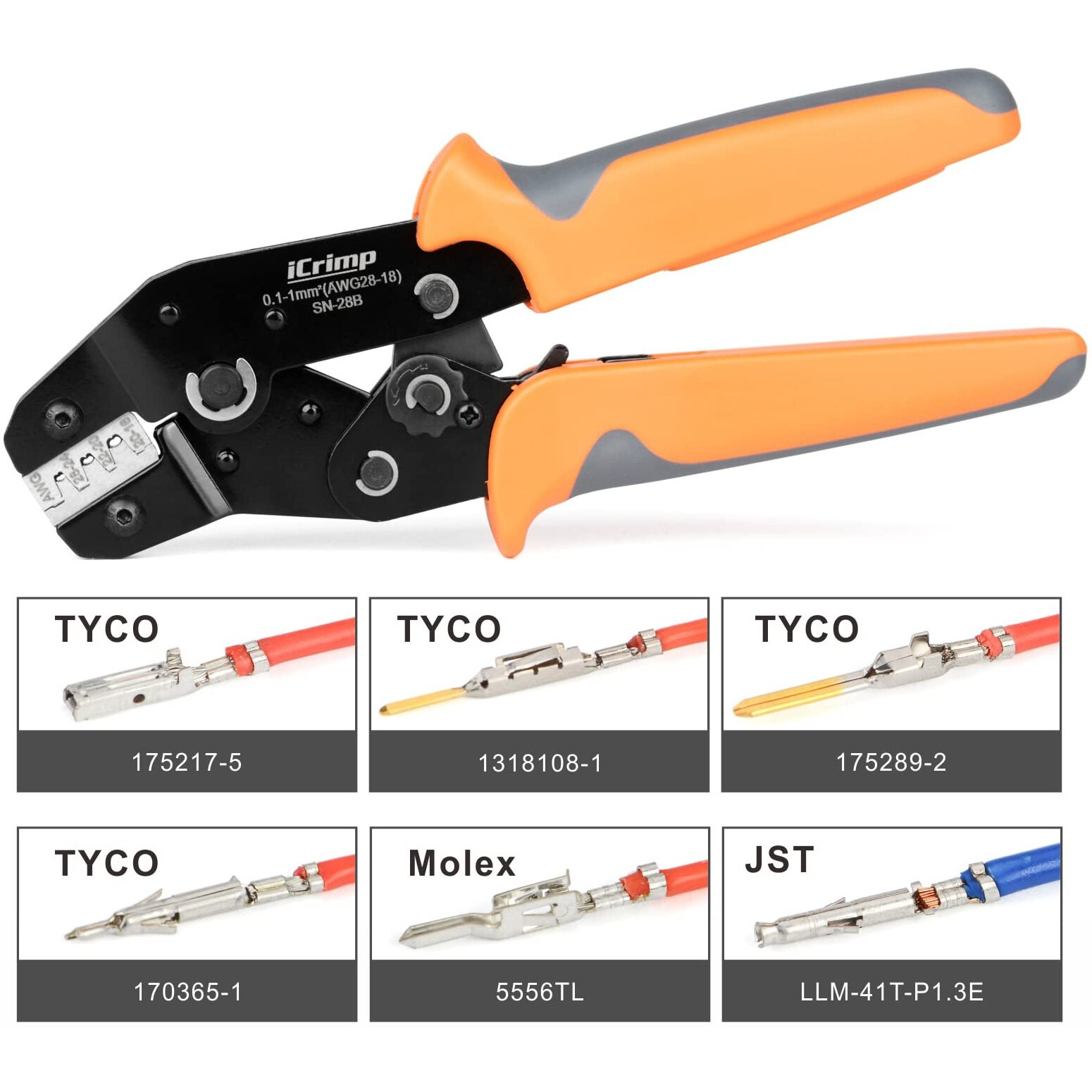 Icrimp Sn-28B Dupont Crimping Tool For 3.96Mm, 2.54Mm, 2.5Mm Pitch Dupont, Jst Xh Vh Connectors, Awg 18 To 28
