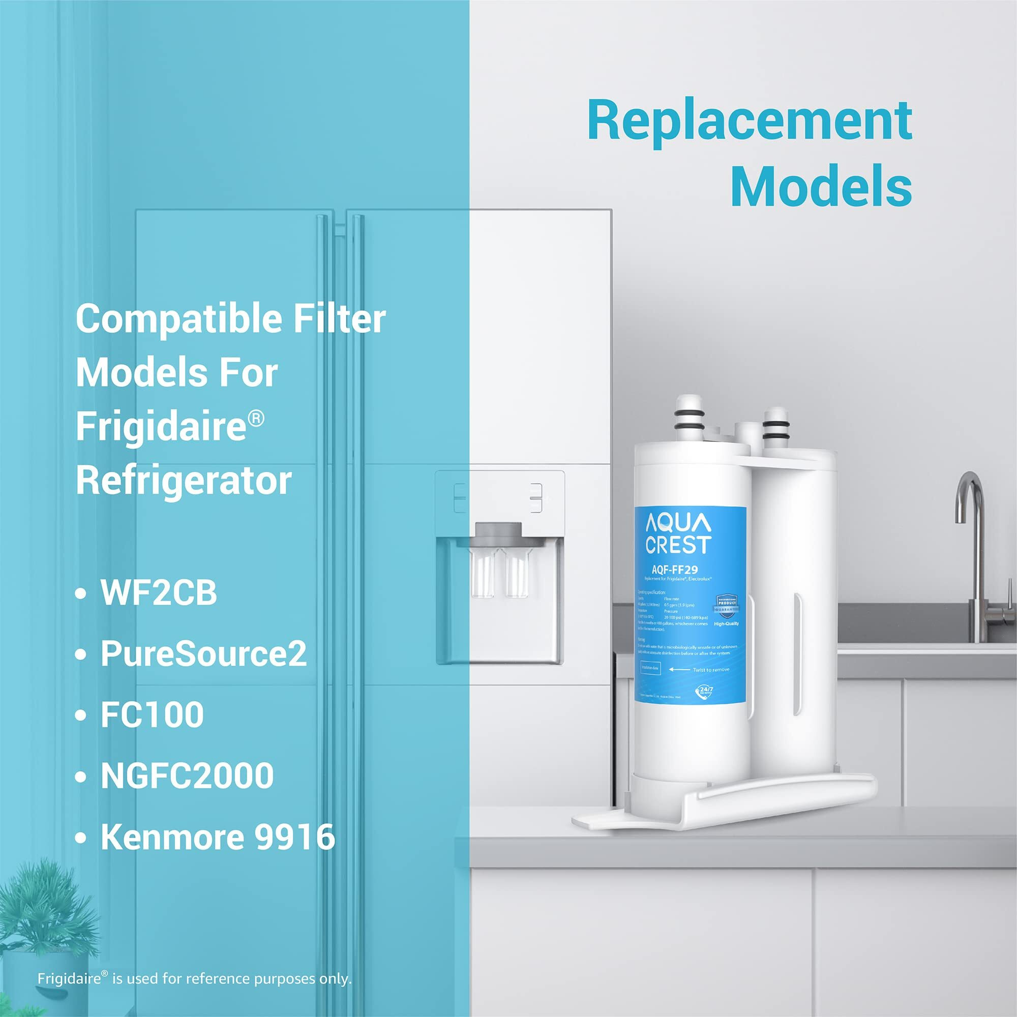 Aqua Crest Replacement For Frigidaire & Electrolux Wf2Cb, Puresource2, Ngfc 2000, Fc100, 1004-42-Fa, Kenmore 9916, 469911, 469916 Refrigerator Water Filter, 3 Filters