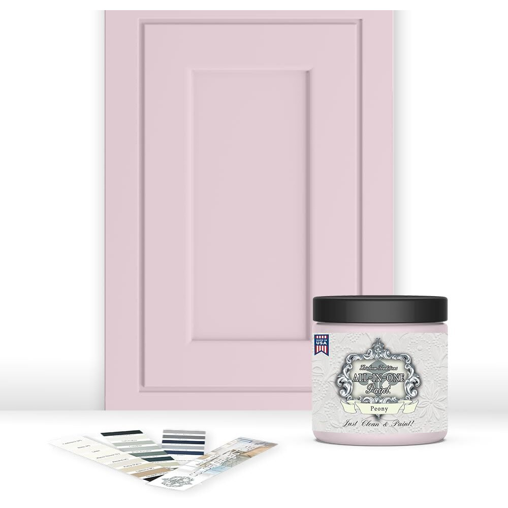 All-In-One Paint, Durable Cabinet And Furniture Paint. Built In Primer And Top Coat, No Sanding Needed. Includes Our 30 Featured Color Card - Peony, 8Oz Sample