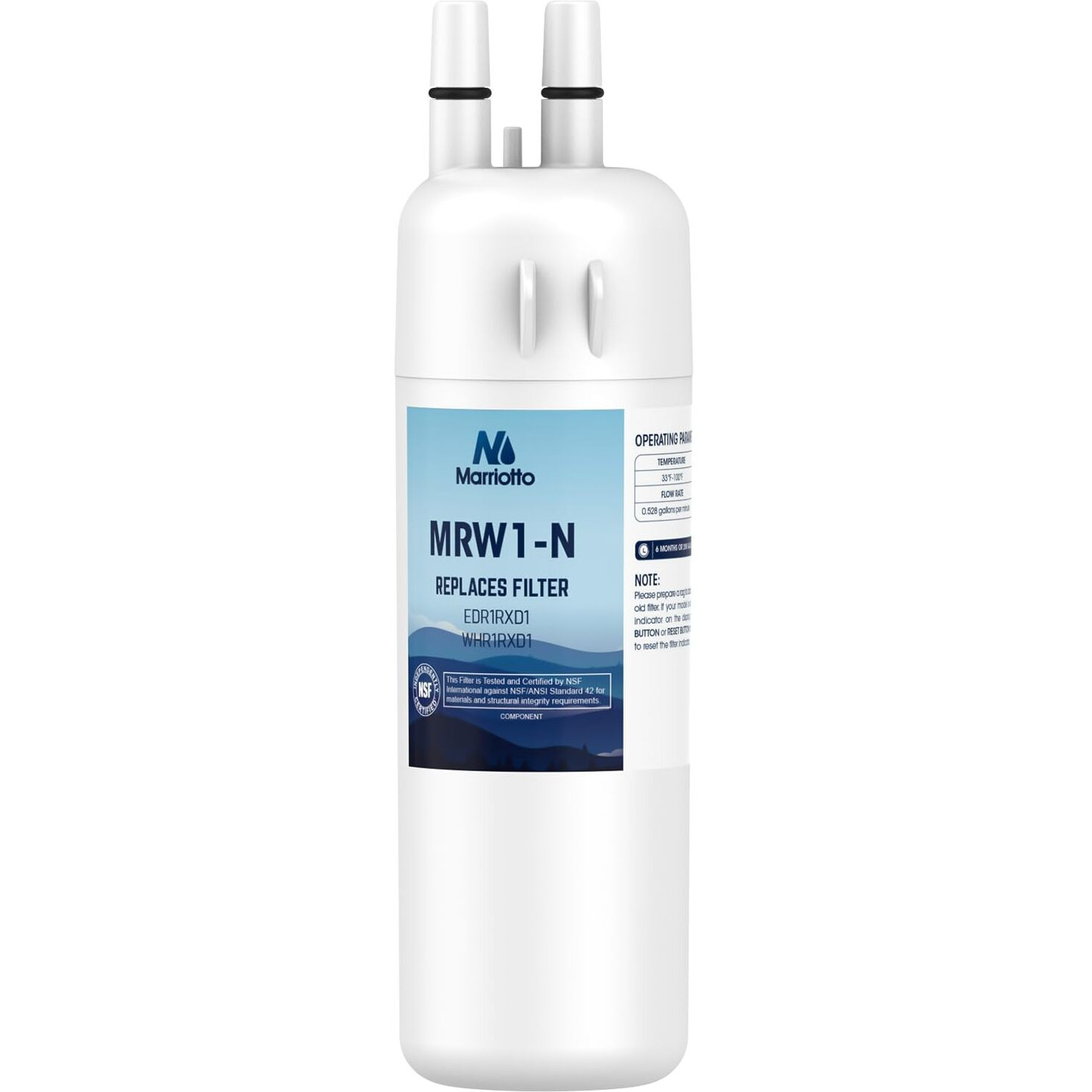 Marriotto Edr1Rxd1 Refrigerator Water Filter Compatible With Whirlpool W10295370A, Whr1Rxd1, Kad1Rxd1, Filter 1, W10295370, P4Rfwb, P8Rfwb2L, 46-9930, 46-9081 Refrigerator Water Filter, Pack Of 1