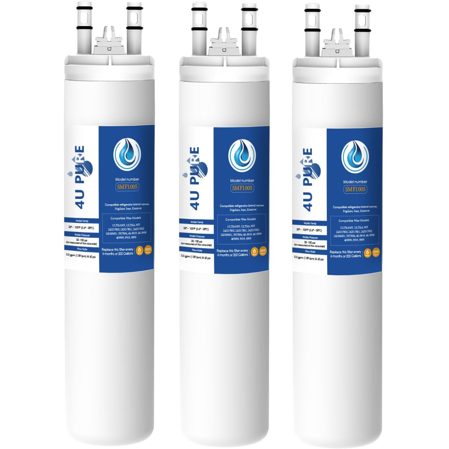 Replacement For Frigidaire Ultrawf, Pure Source Ultra, Kenmore 9999, 469999, 46-9999, A0094E28261 Refrigerator Water Filter - Pack Of 3 (Height 11 Inches)