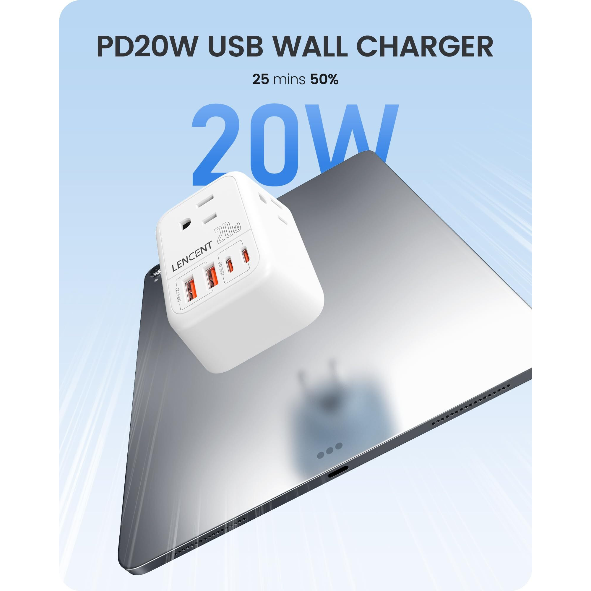 Lencent Germany France Travel Power Adapter, Pd 20W Usb C Fast Charger Adaptor, Schuko Type E F Plug Adapter With 4 Outlet, Essentials For Us To Europe Eu Spain Greece Russia German