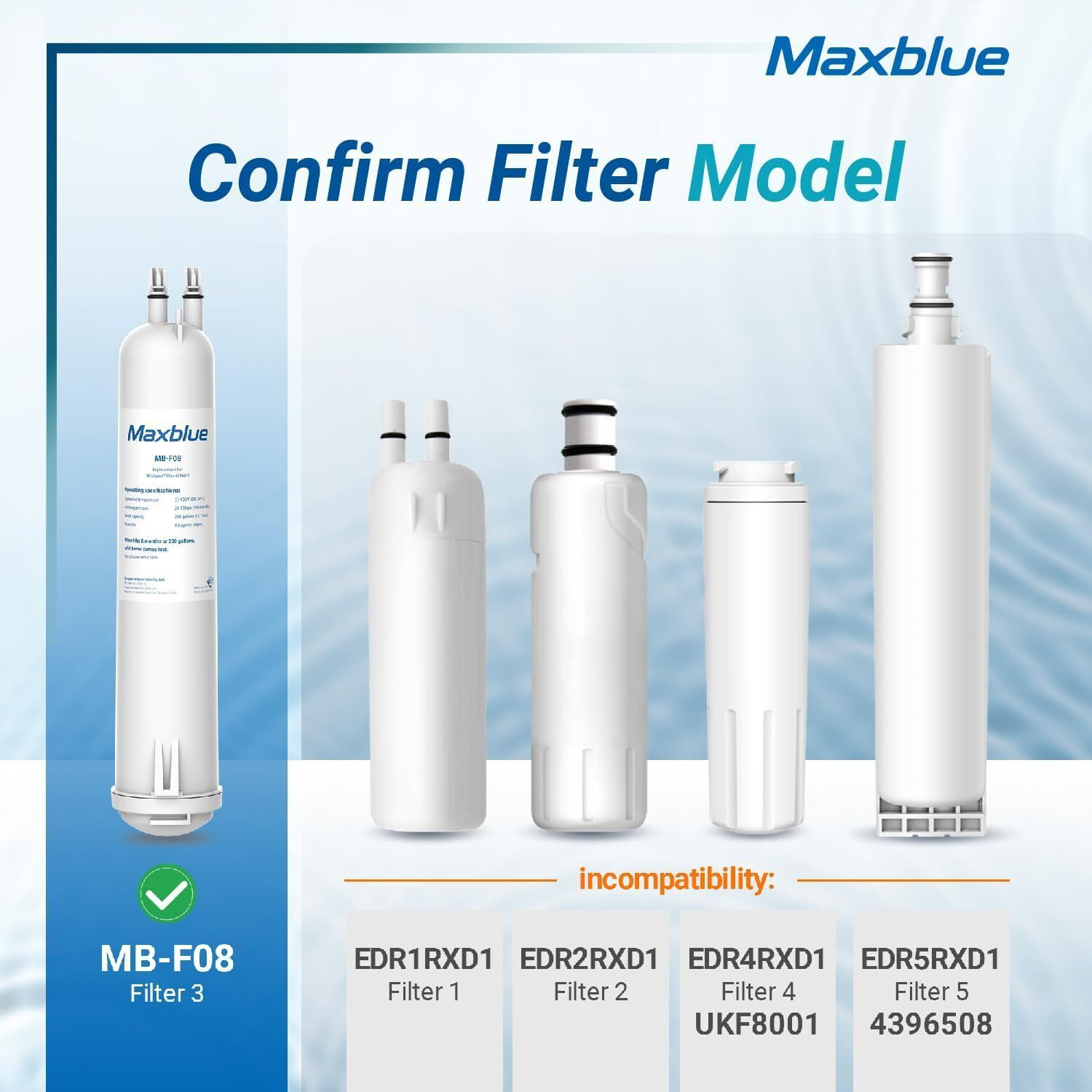 Maxblue Edr3Rxd1 Replacement For 4396841, Everydrop Filter 3, 4396710, Kenmore 46-9083, 46-9030, Refrigerator Water Filter, 1 Filter