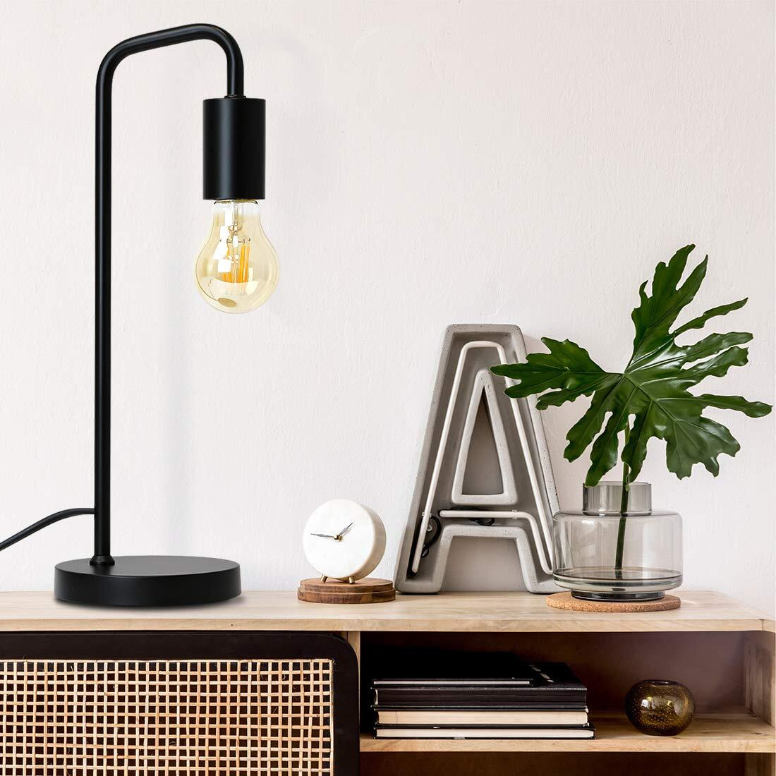 ORight Industrial Desk Lamp, 100% Metal Lamp, Ul Certified Ceramic E26 Socket, Minimalist Design For Home Decoration, Table Lamp For Bedroom/Office/Dorm, Etl Listed, Black