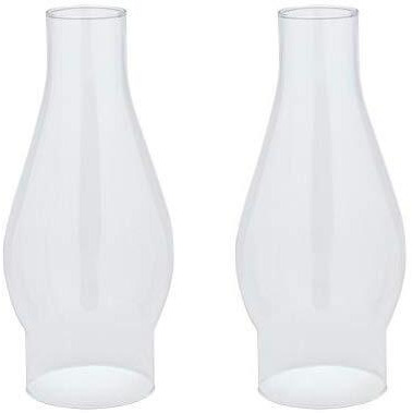 Ciata Oil Lamp, Glass, Victorian Hurricane Chimney Lamp Globe Replacement, 8-1/2 Inch Handblown Clear Glass Chimney Lamp Shade With 2-5/8 Inch Fitter And 3-5/8 Inch Bulge - 2 Pack