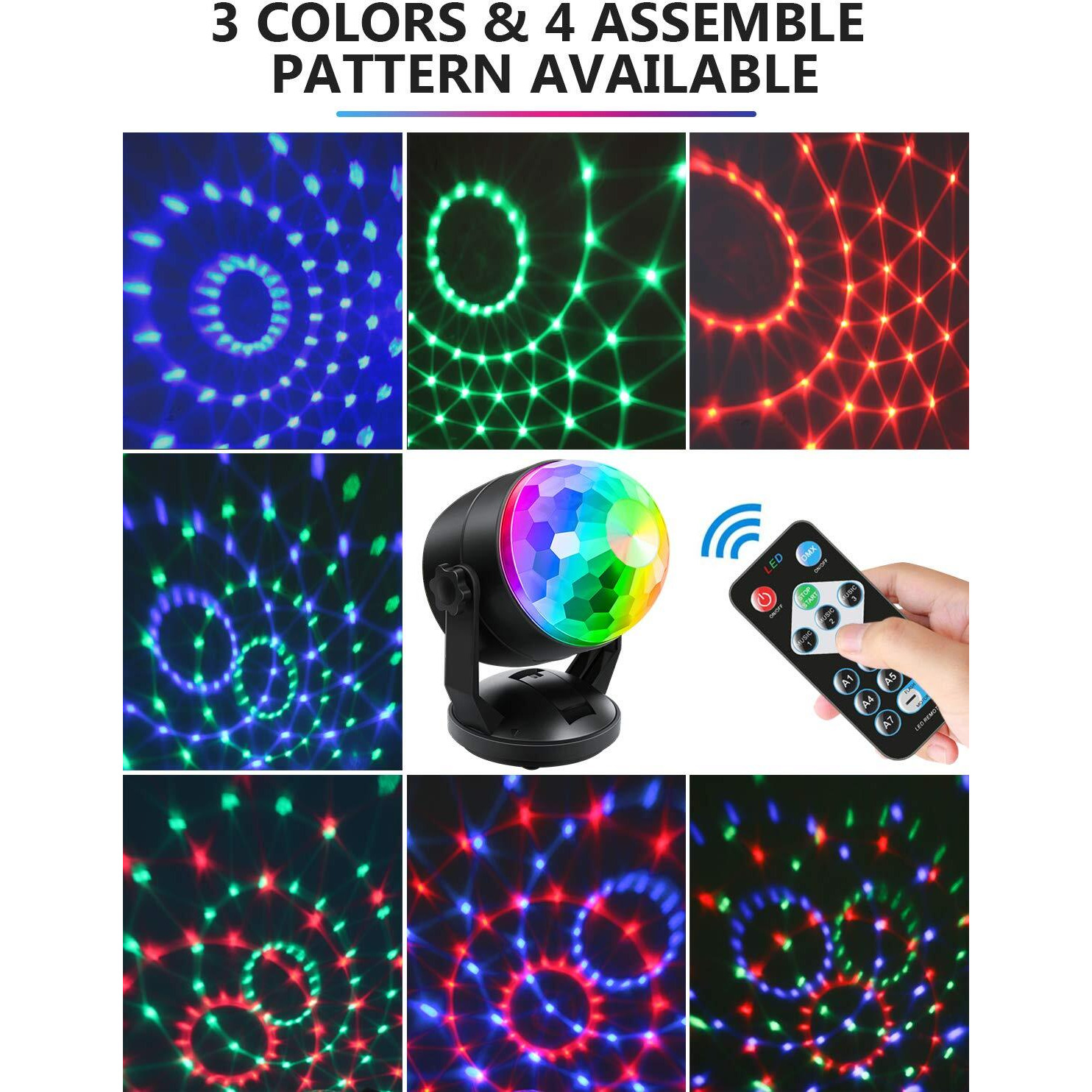 Luditek 2-Pack Portable Sound Activated Party Lights Indoor, Battery Powered/Usb Dj Disco Ball Strobe Lights For Car Room, Adults Gifts, New Years Eve Party Supplies 2025 Christmas Decorations
