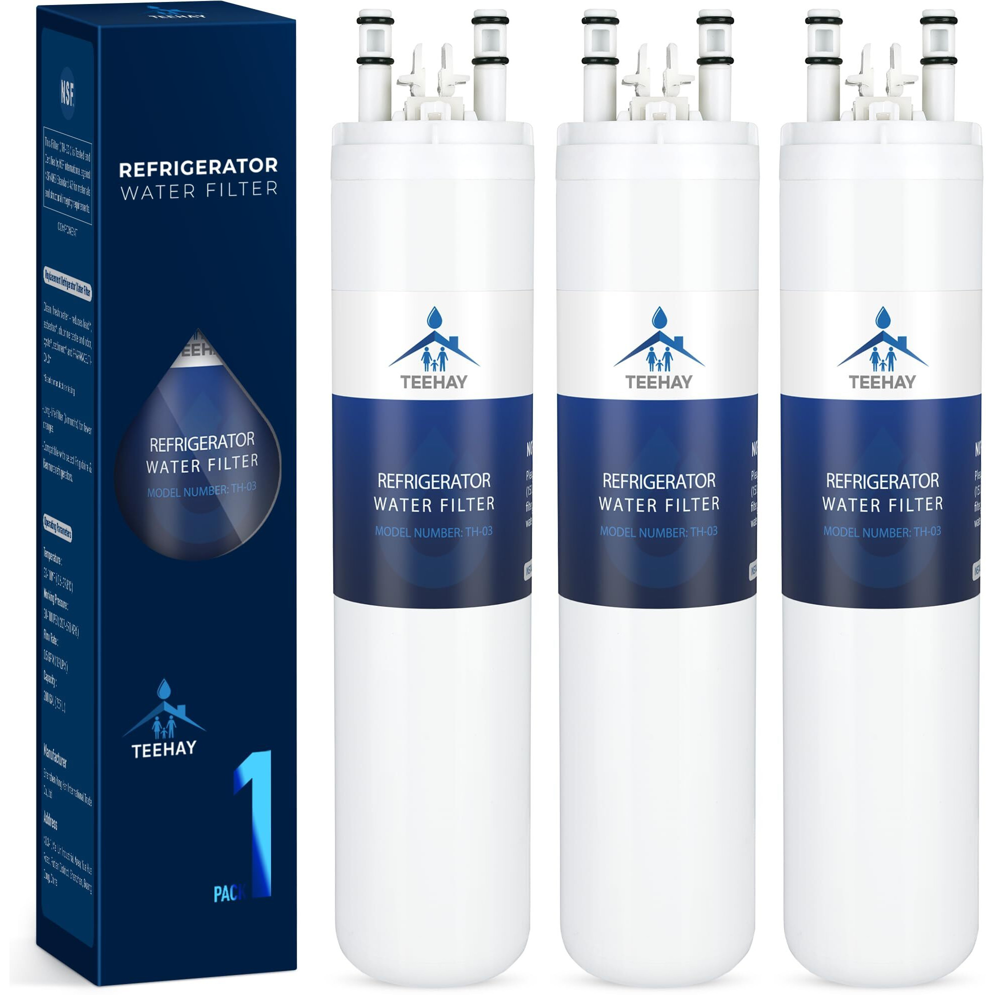 Teehay Ultrawf Water Filter Replacement, Compatible With Frigidaire Ultrawf, Pure Source Ultra, Kenmore 9999, 469999, 46-9999, A0094E28261, Height 11 Inches 3 Pack (3)
